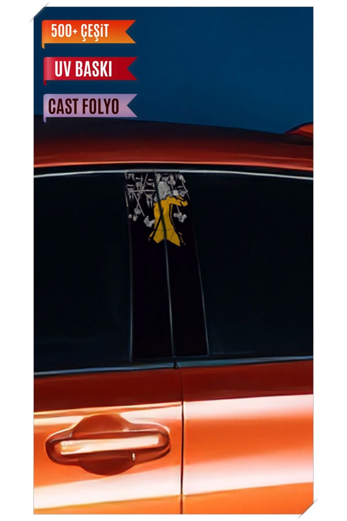 Araç Kapı Direk Kaplama Folyosu Kill Bill Desenli (Sağ Sol Takım) (2 Adet) - 22x50 Cm