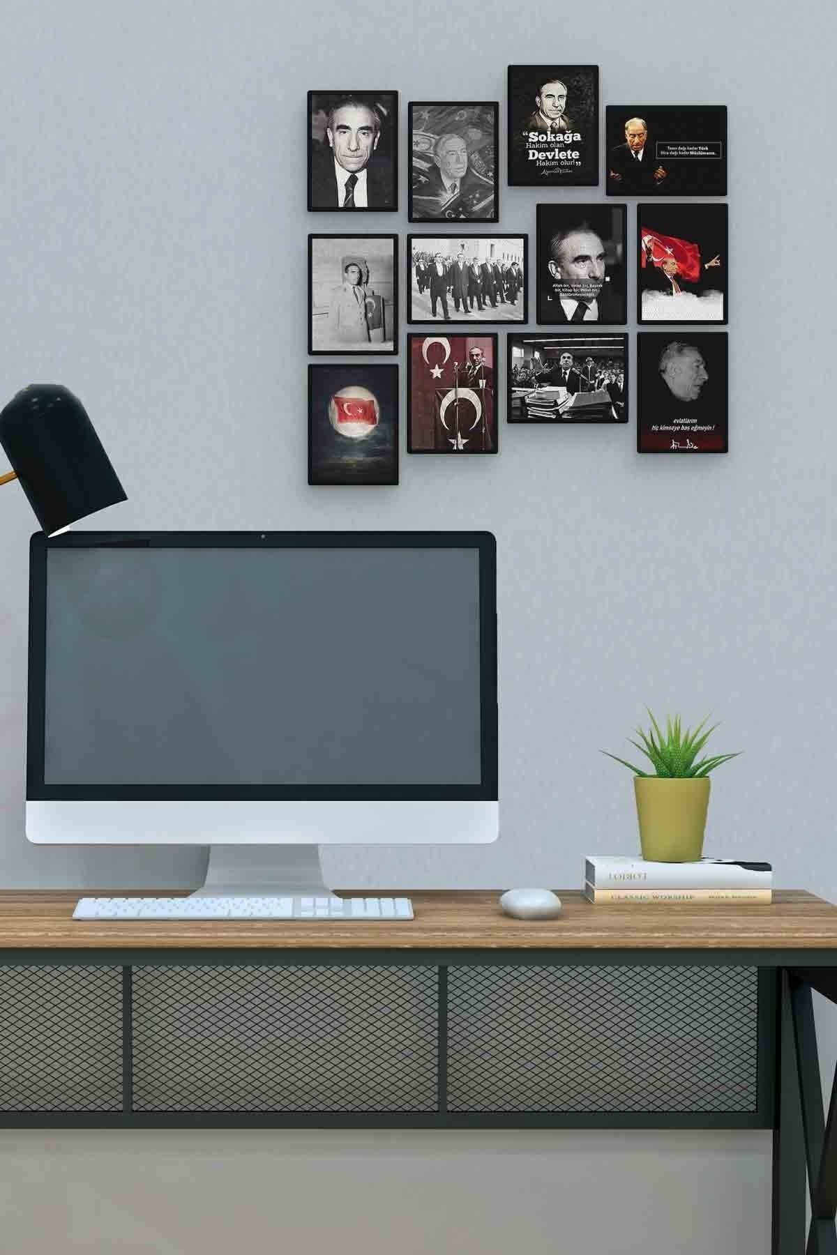 Alparslan Türkeş 12 Parça Mdf (ahşap) Tablo Ofis Boyu