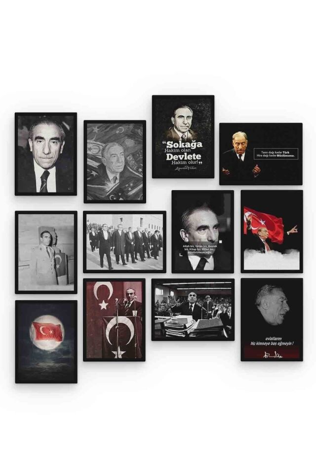 Alparslan Türkeş 12 Parça Mdf (ahşap) Tablo Ofis Boyu