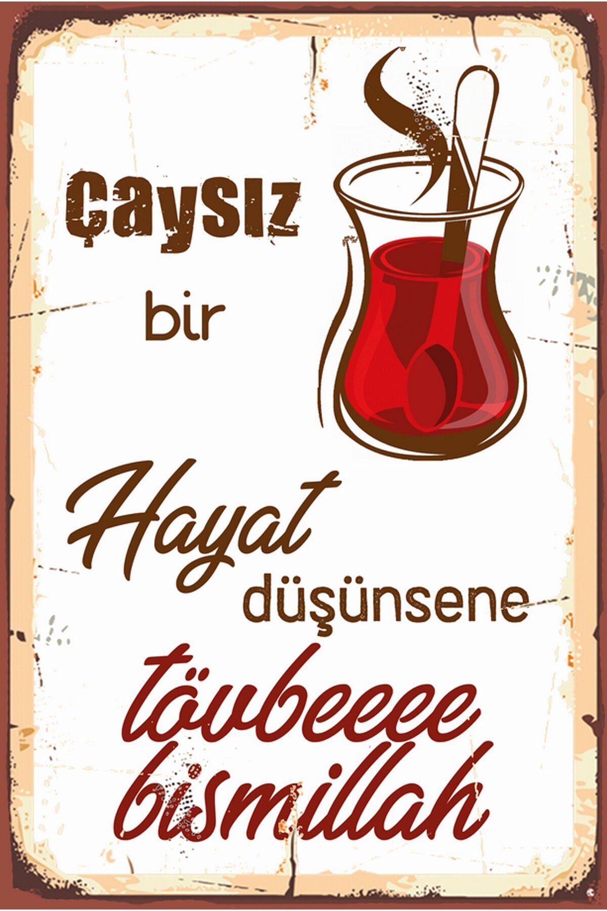 Çay ve Kahve Tasarımlı Ahşap Poster
