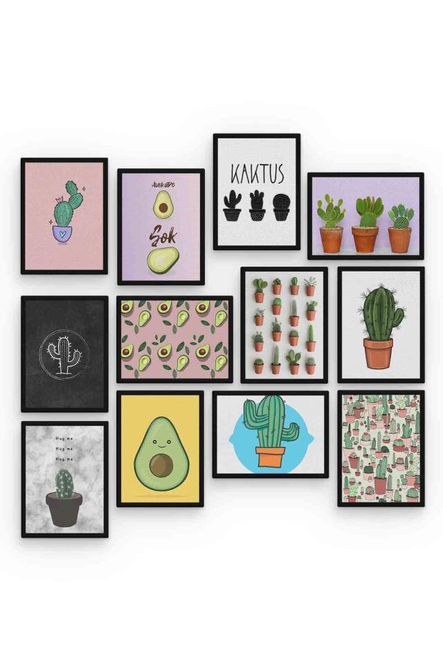 Kaktüs 12 Parça Mdf (ahşap) Tablo Ofis Boyu