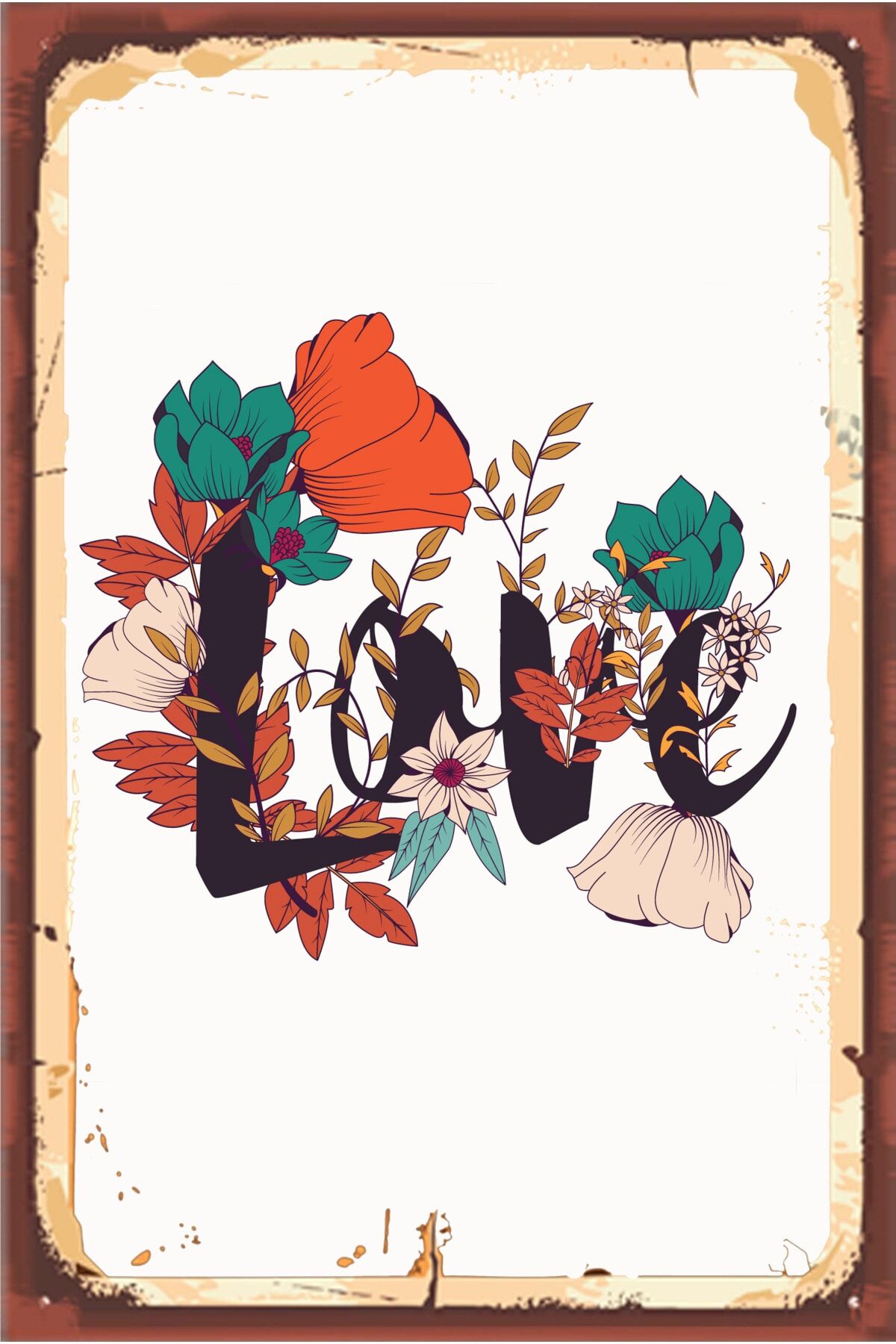 Sevgi Retro Ahşap Duvar Poster 20x30