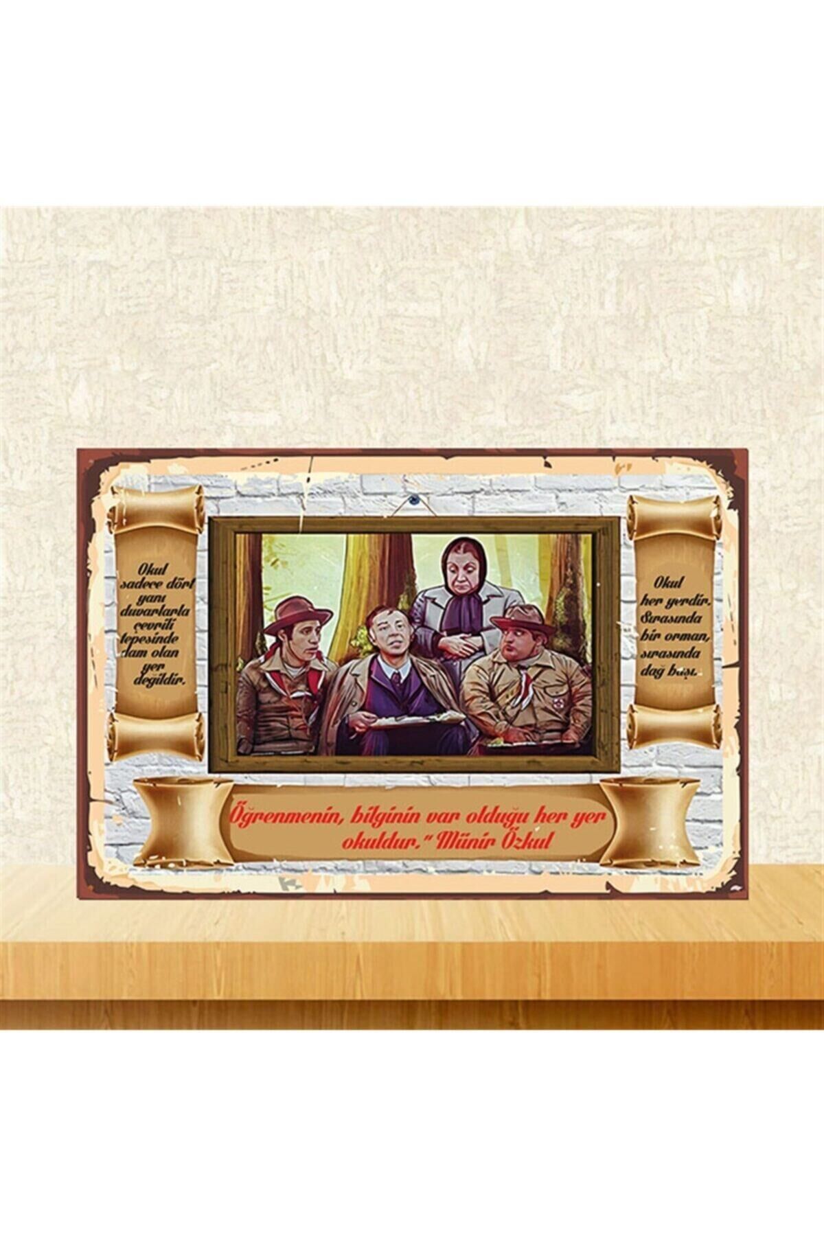 Bilginin Var Olduğu Her Yer Okuldur 20-30 cm Retro Ahşap Poster