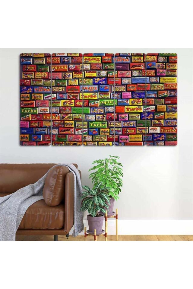 90'lardaki Sakızlar - 5 Parçalı Tablo