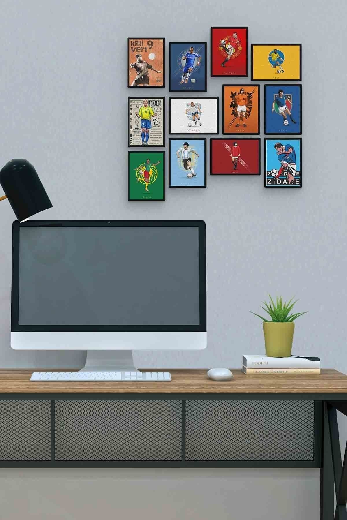 Ünlü Futbolcular 12 Parça Mdf (ahşap) Tablo Ofis Boyu