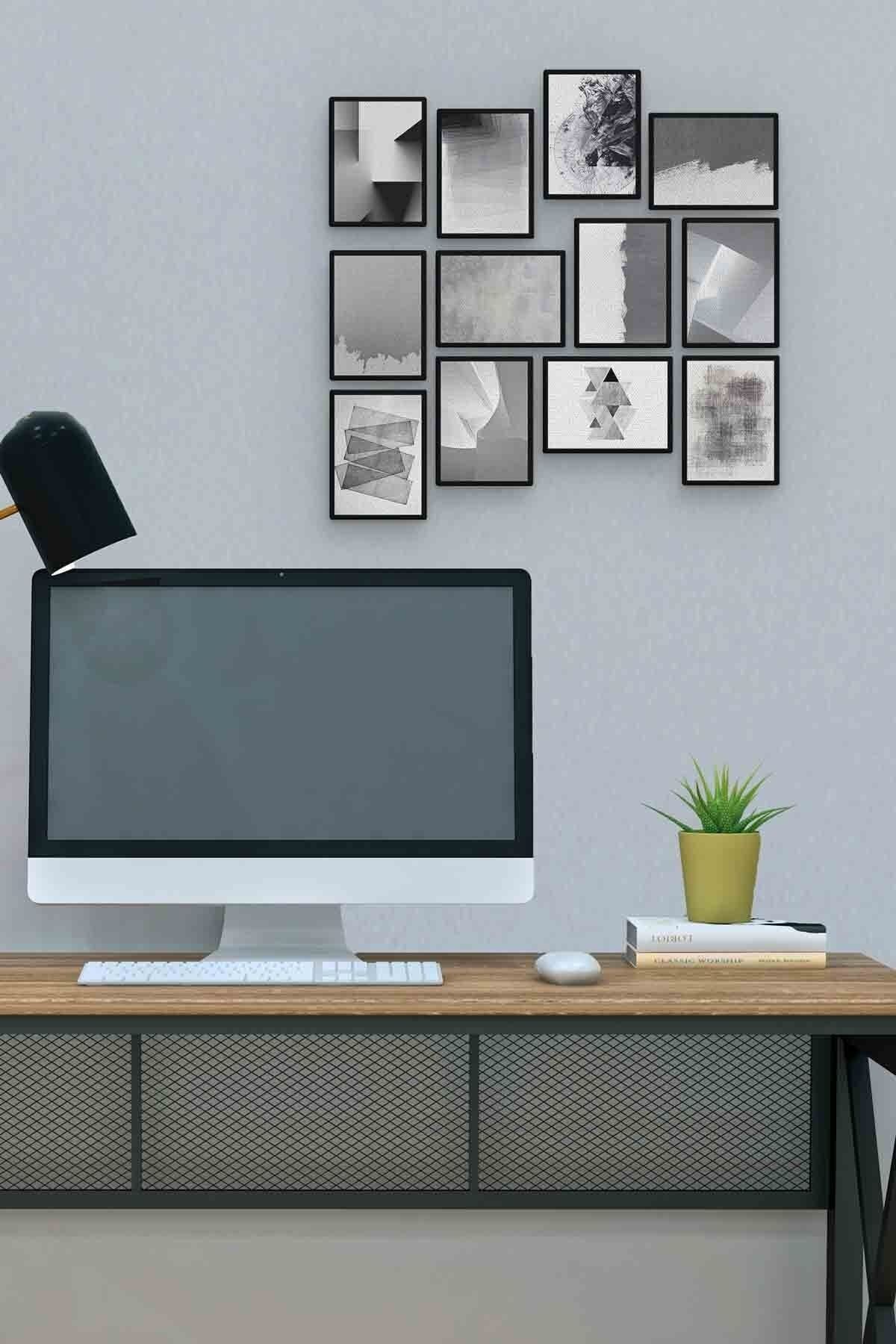 Gri 12 Parça Mdf (ahşap) Tablo Ofis Boyu