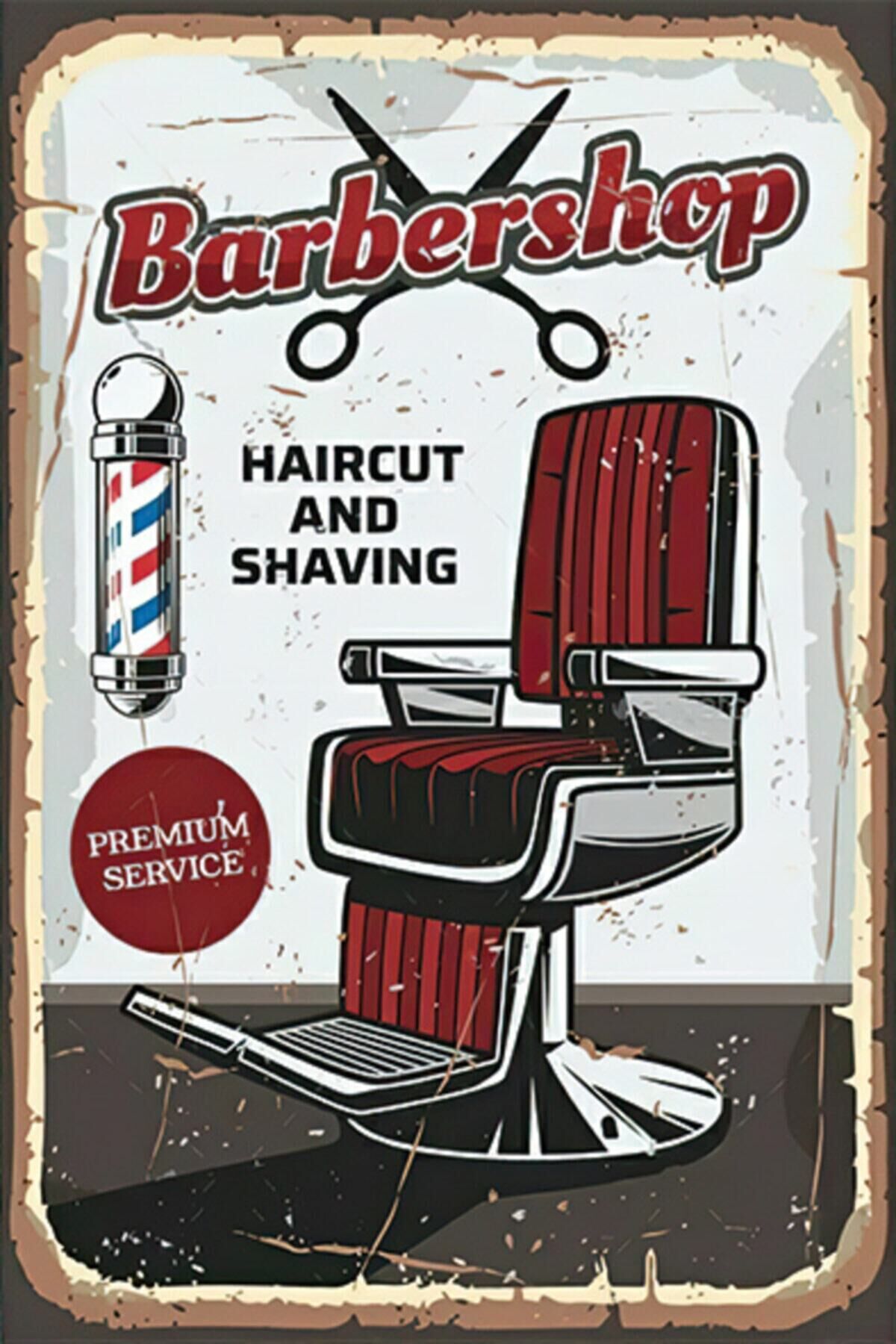 Barber Shop Retro Ahşap Poster