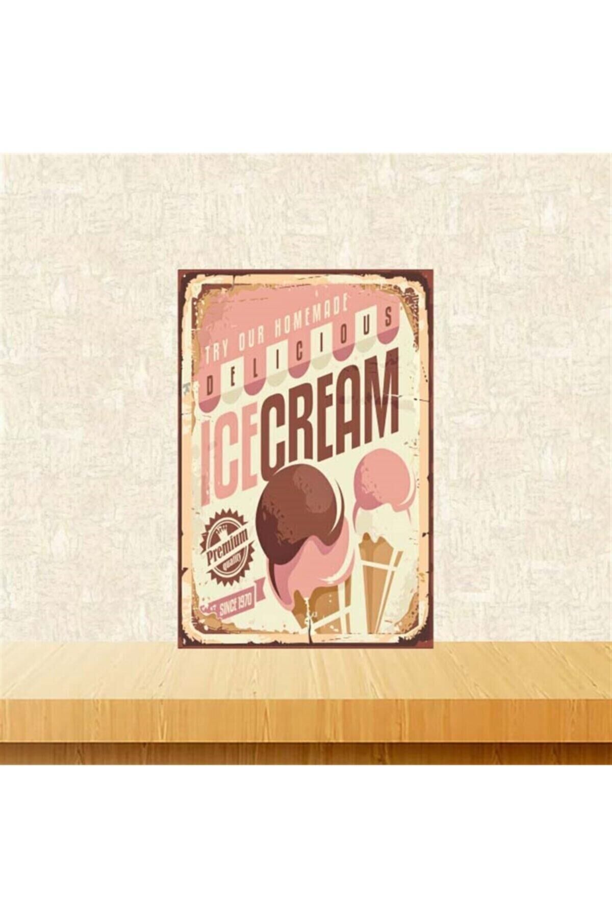 Ice Cream 20x30 cm Retro Ahşap Poster Tkfx4212