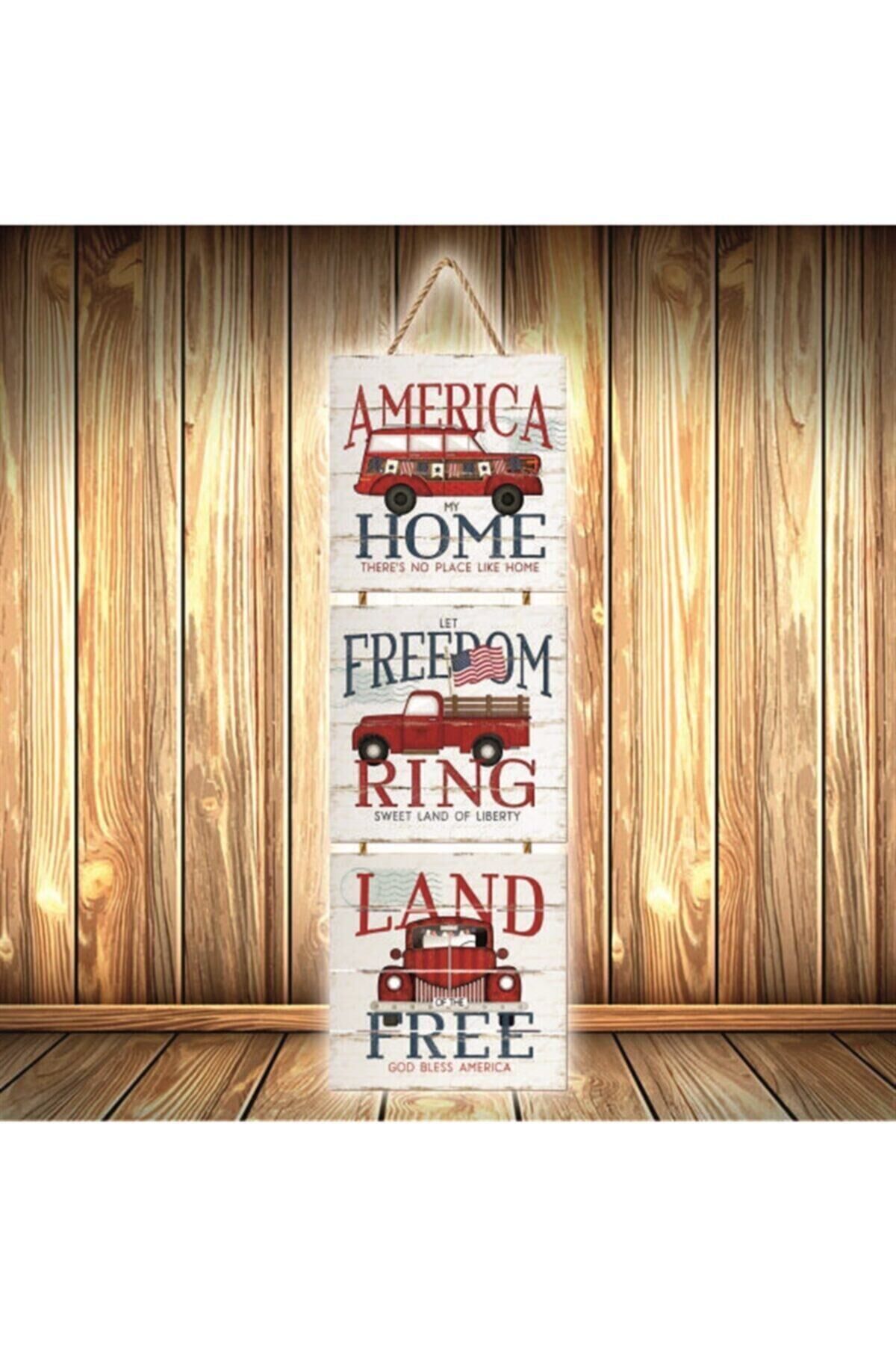 Home Freedom Tasarımlı Üçlü Retro Ahşap Poster Ü386