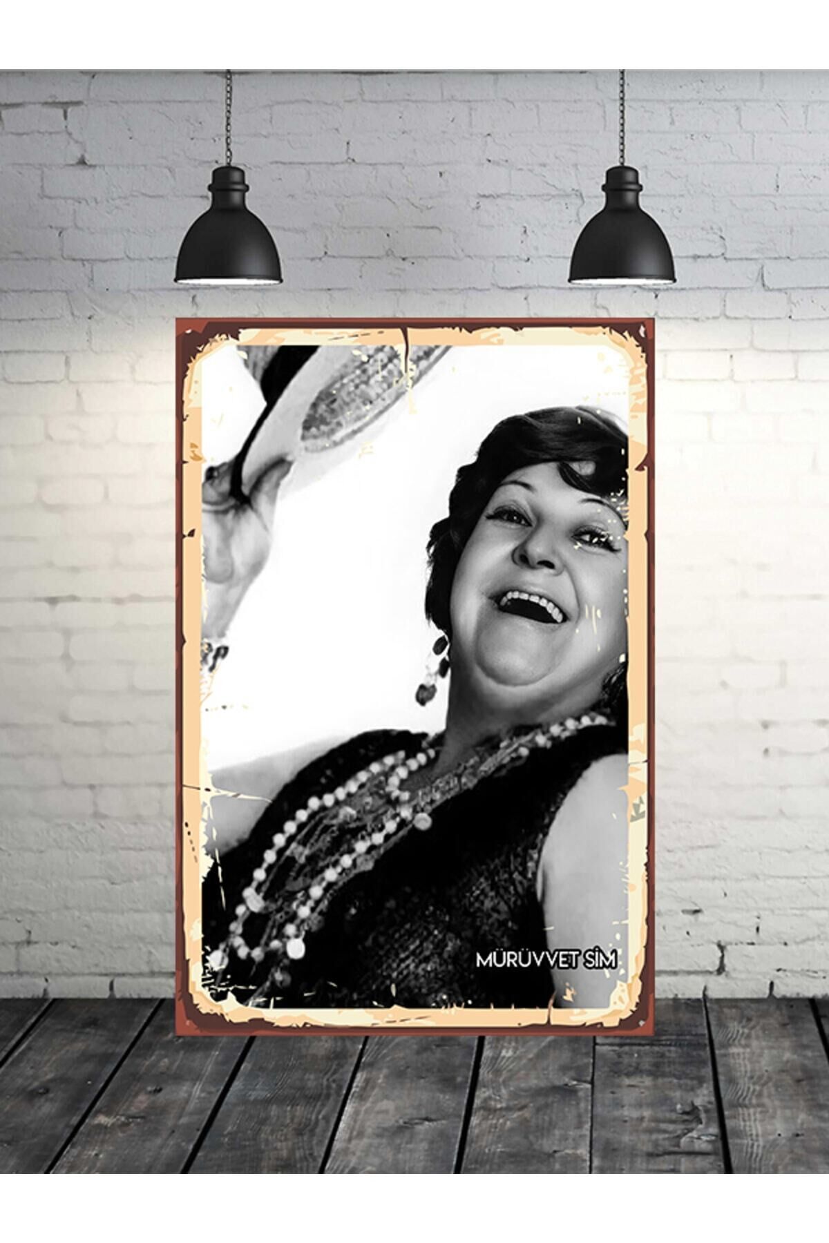 Mürüvvet Sim Siyah Beyaz Yeşilçam 20x30 Cm Retro Ahşap Tablo