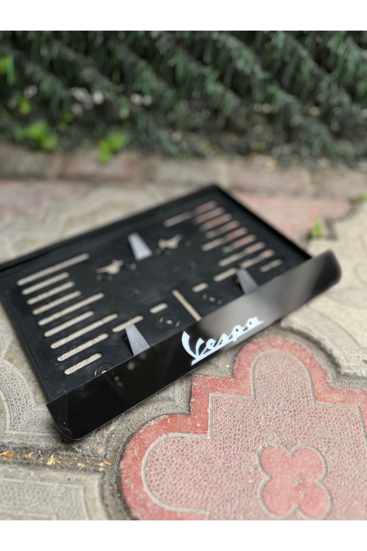 Vespa uyumlu Motorsiklet Plakalık Siyah Zemin 3MM Pleksi