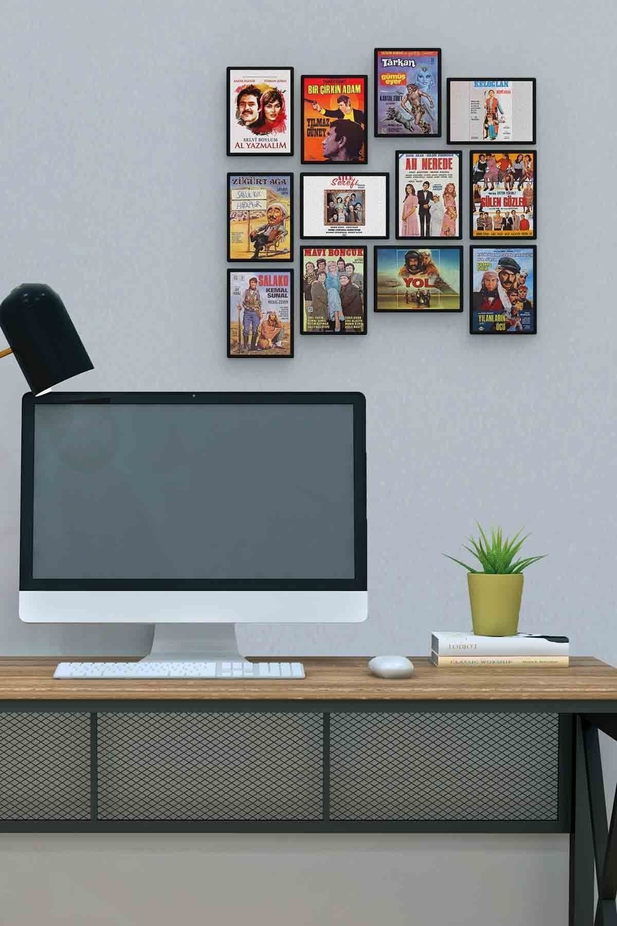 Yeşilçam Filmleri 12 Parça Mdf (ahşap) Tablo Ofis Boyu