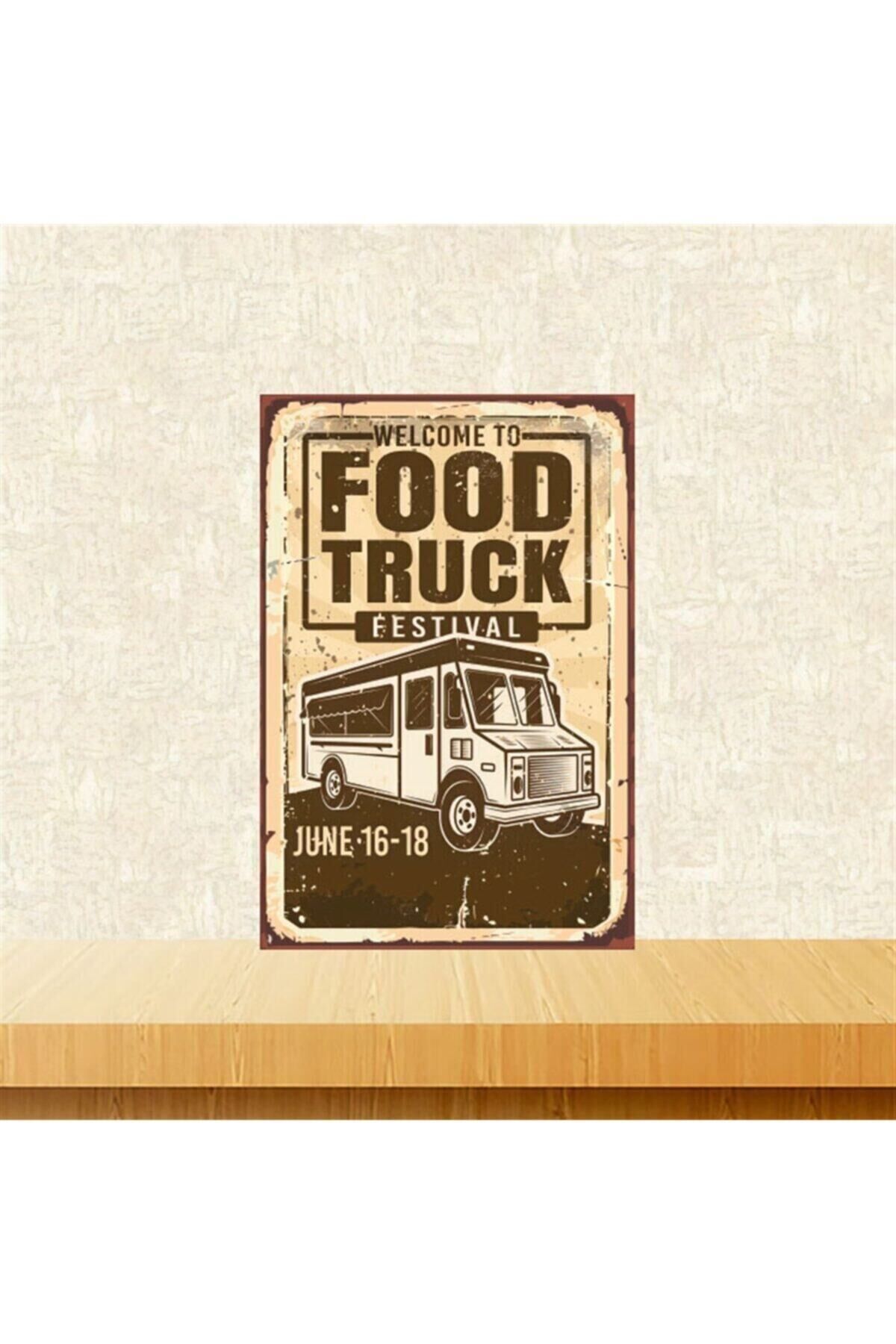 Food Truck 20-30 Cm Retro Ahşap Tablo Tkfx5221