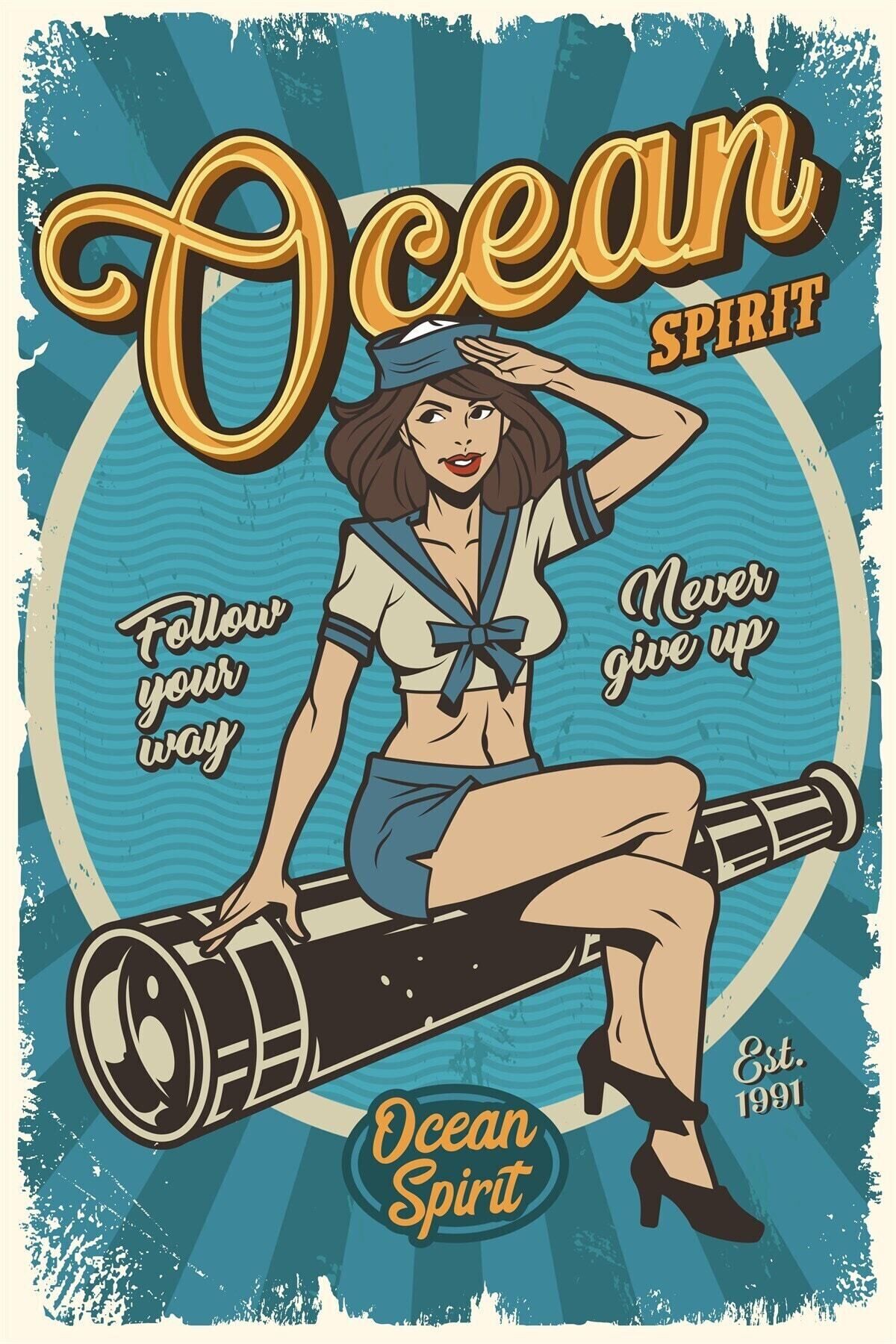 Ocean Spirıt Retro Ahşap Poster