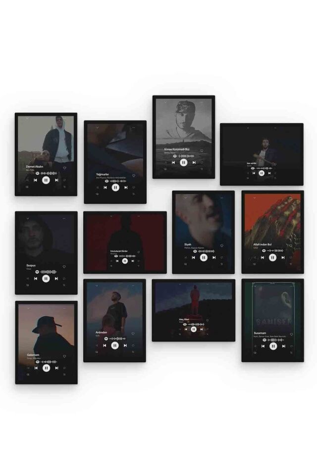 Rap Spotify 12 Parça Mdf (ahşap) Tablo Ofis Boyu