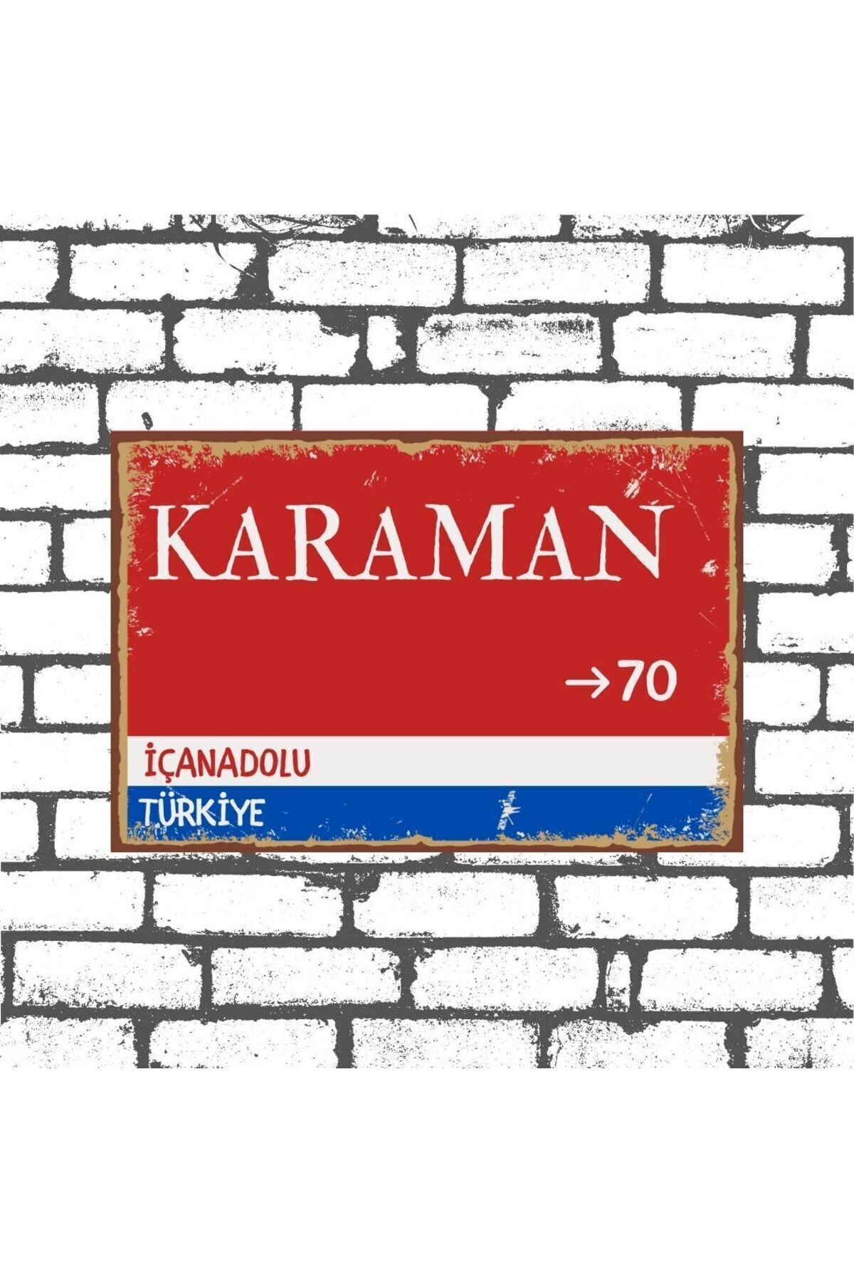 Karaman Sokak Tabelası Görselli Ahşap Poster 20x30cm