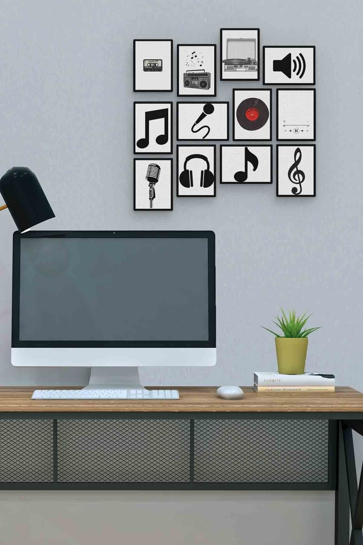 Siyah Kadın 12 Parça Mdf (ahşap) Tablo Ofis Boyu