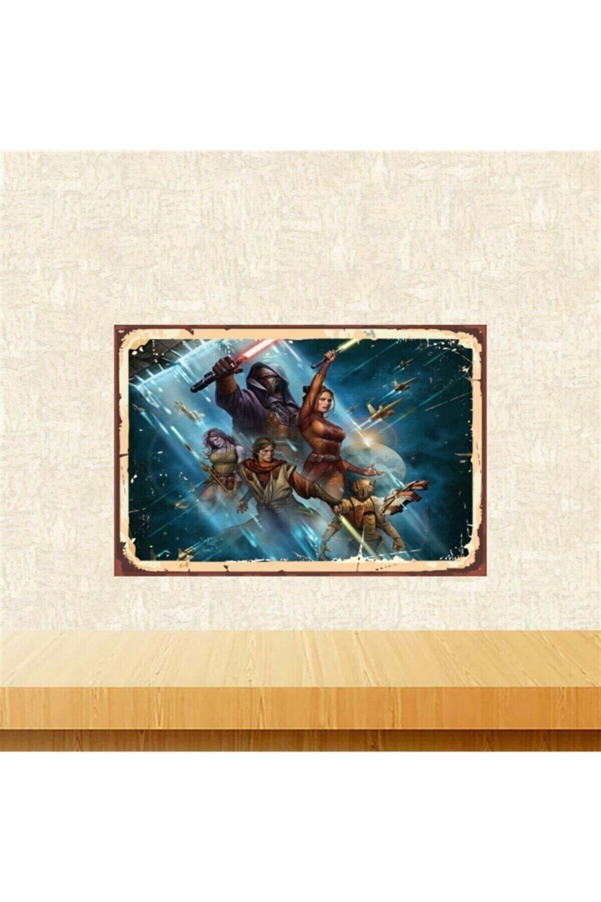 Star Wars Tasarımlı 20-30 Cm Retro Ahşap Tablo Tkfx5690