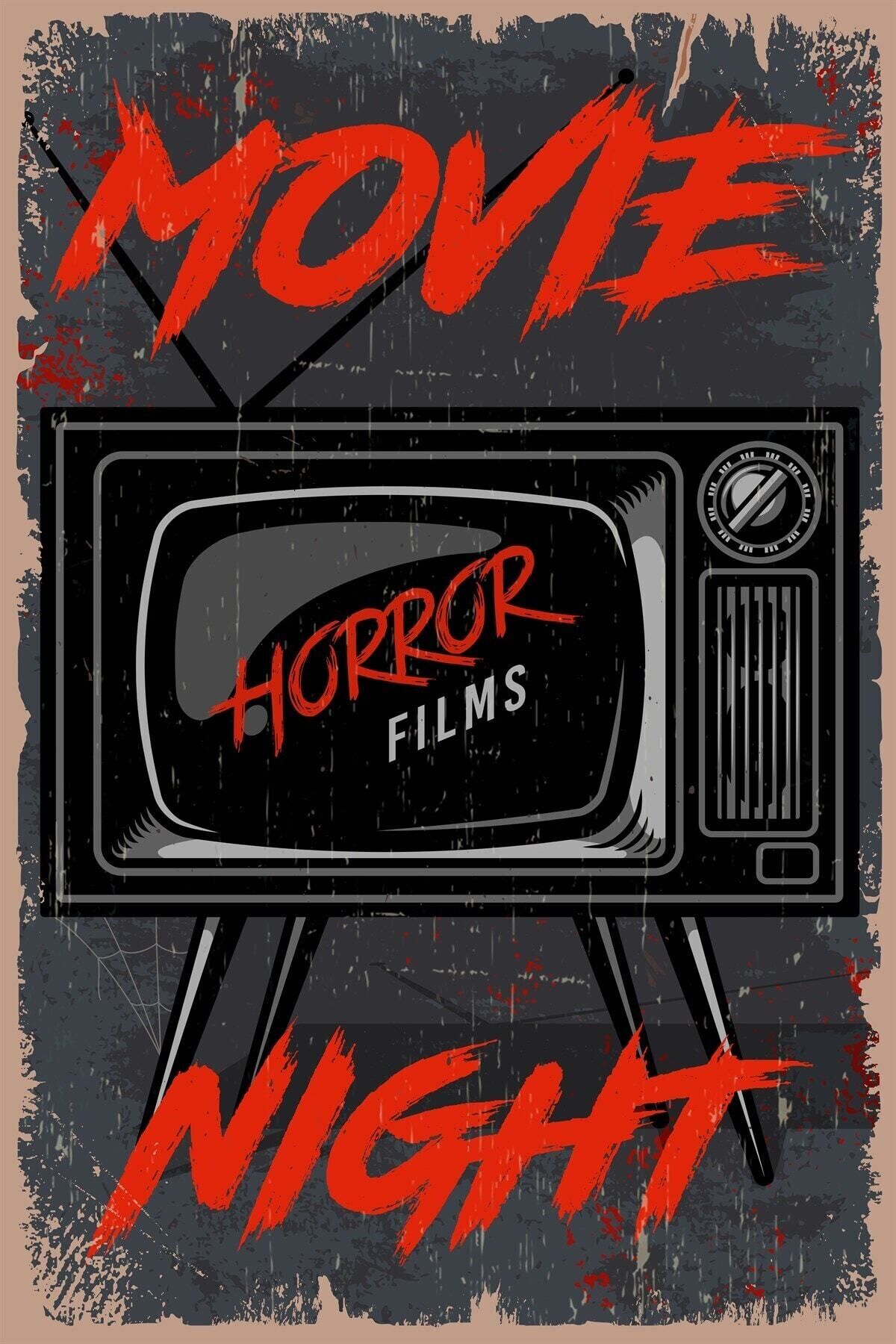 Retro Movie Night Ahşap Poster