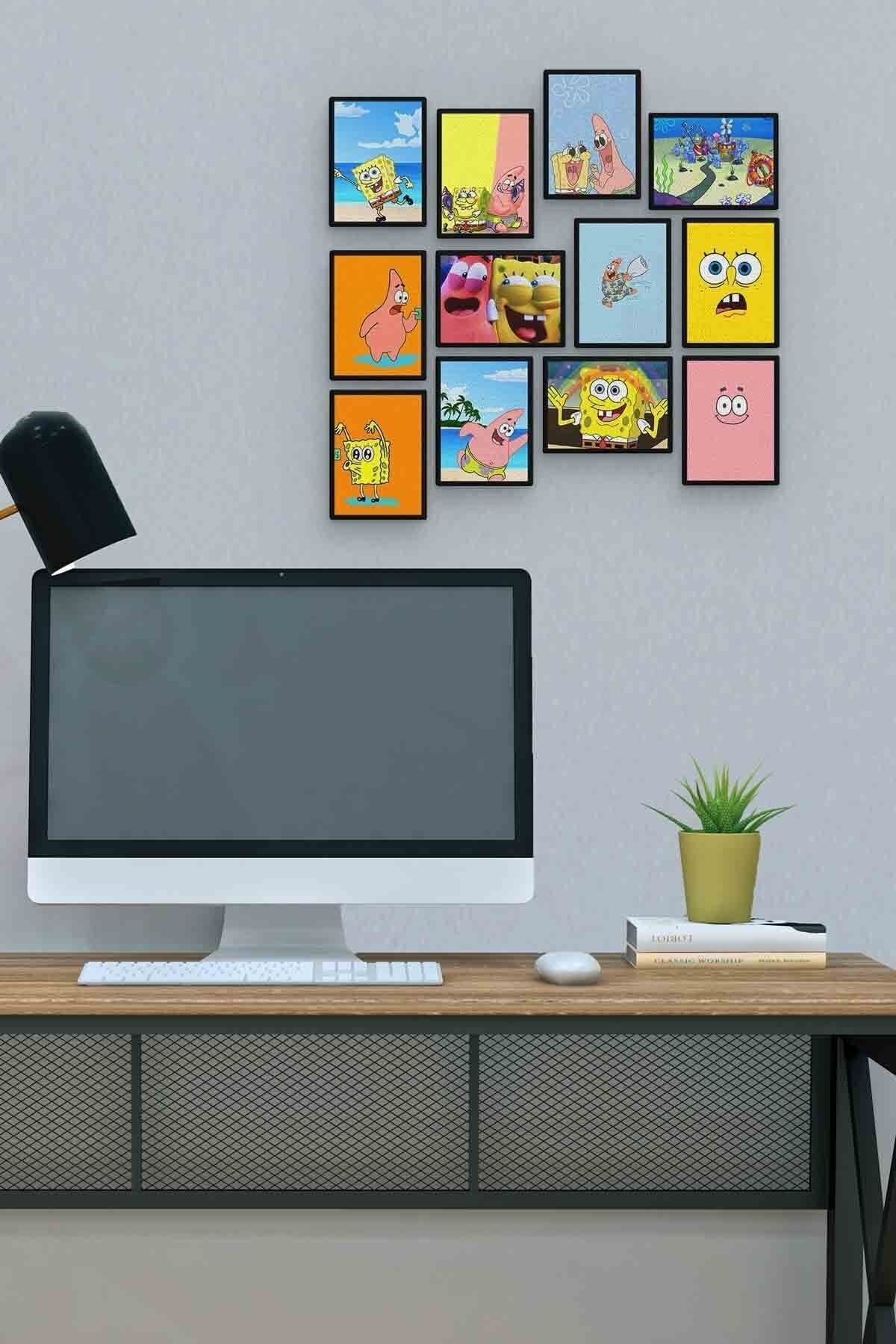 Sünger Bob 12 Parça Mdf (ahşap) Tablo Ofis Boyu