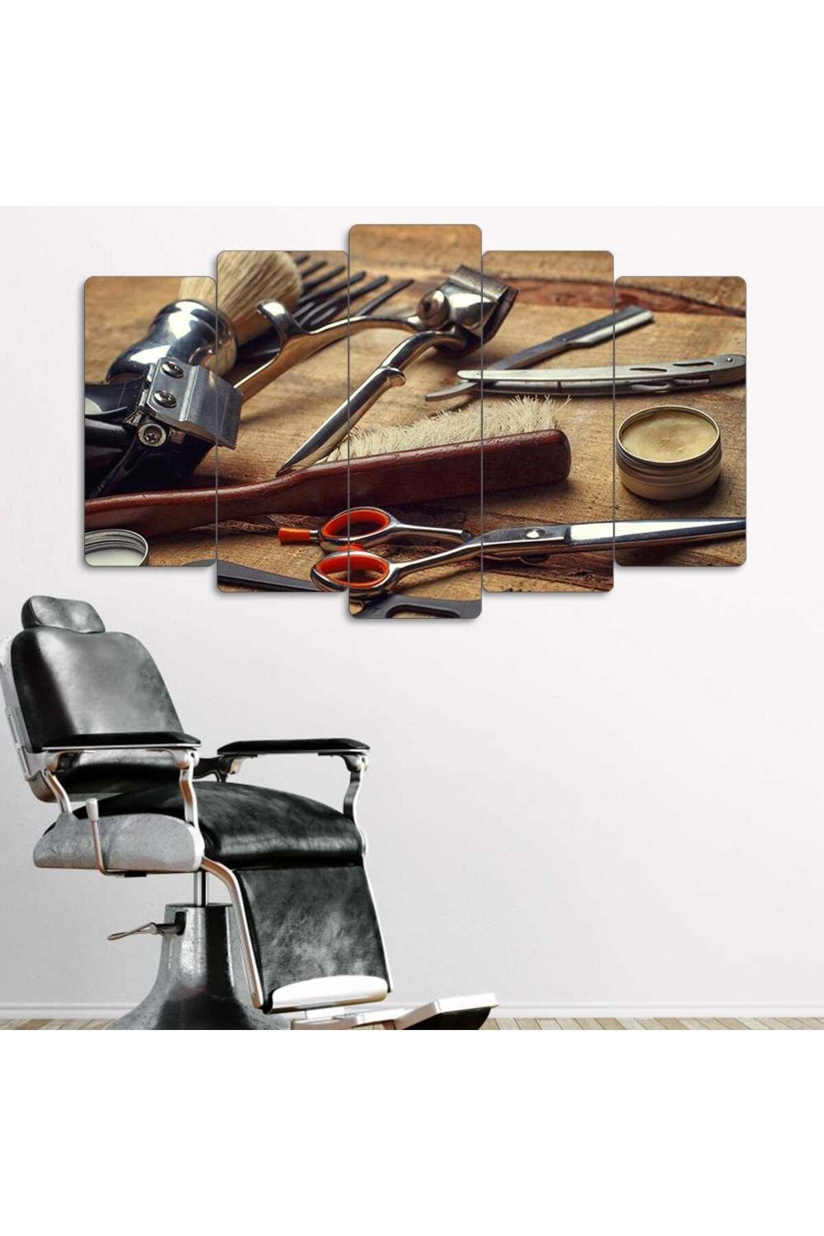 Tıraş Malzemeleri, Eski Aletler - 5 Parçalı Berber Tablo
