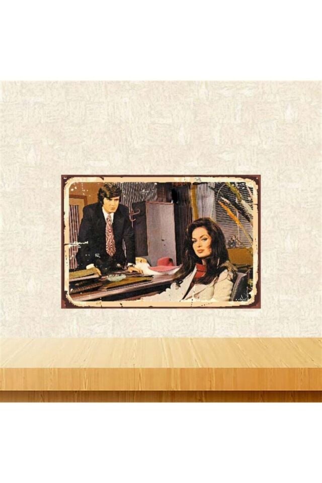 Türkan Şoray Tarık Akan 20-30 Cm Retro Ahşap Poster Tkfx3962