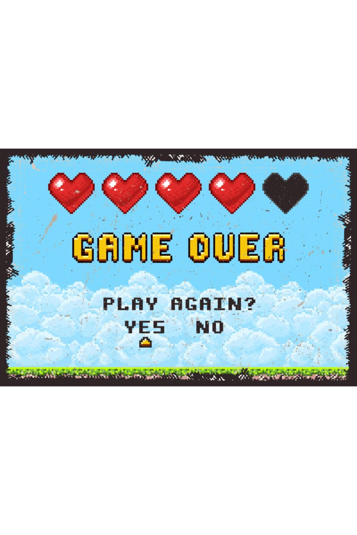 Gameover Tasarım Retro Ahşap Poster