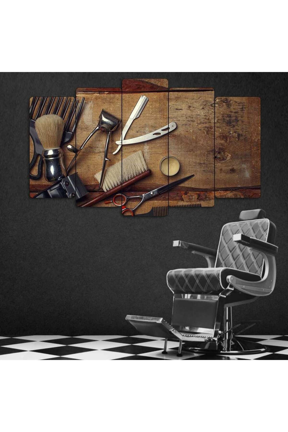 Retro Tıraş Malzemeleri - 5 Parçalı Berber Tablo