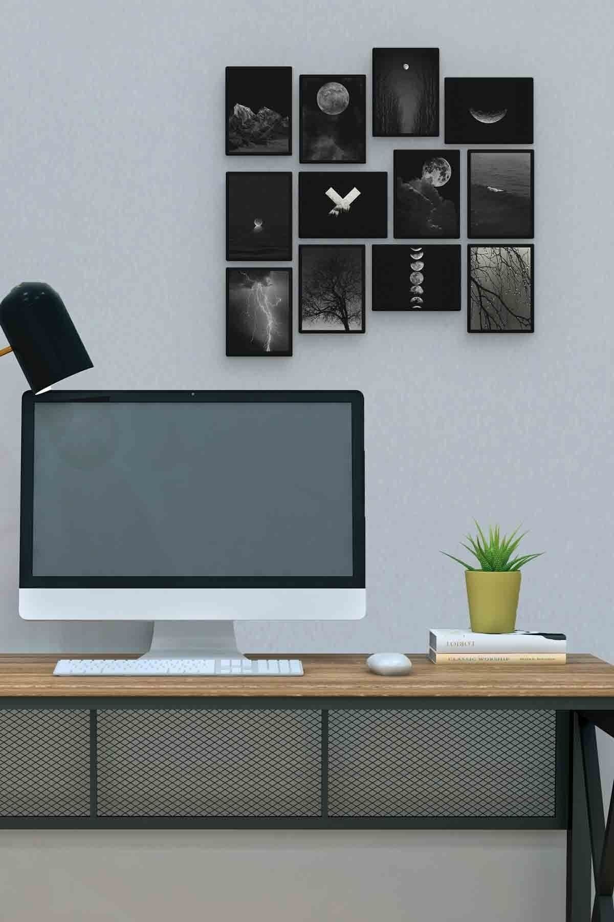 Siyah 12 Parça Mdf (ahşap) Tablo Ofis Boyu