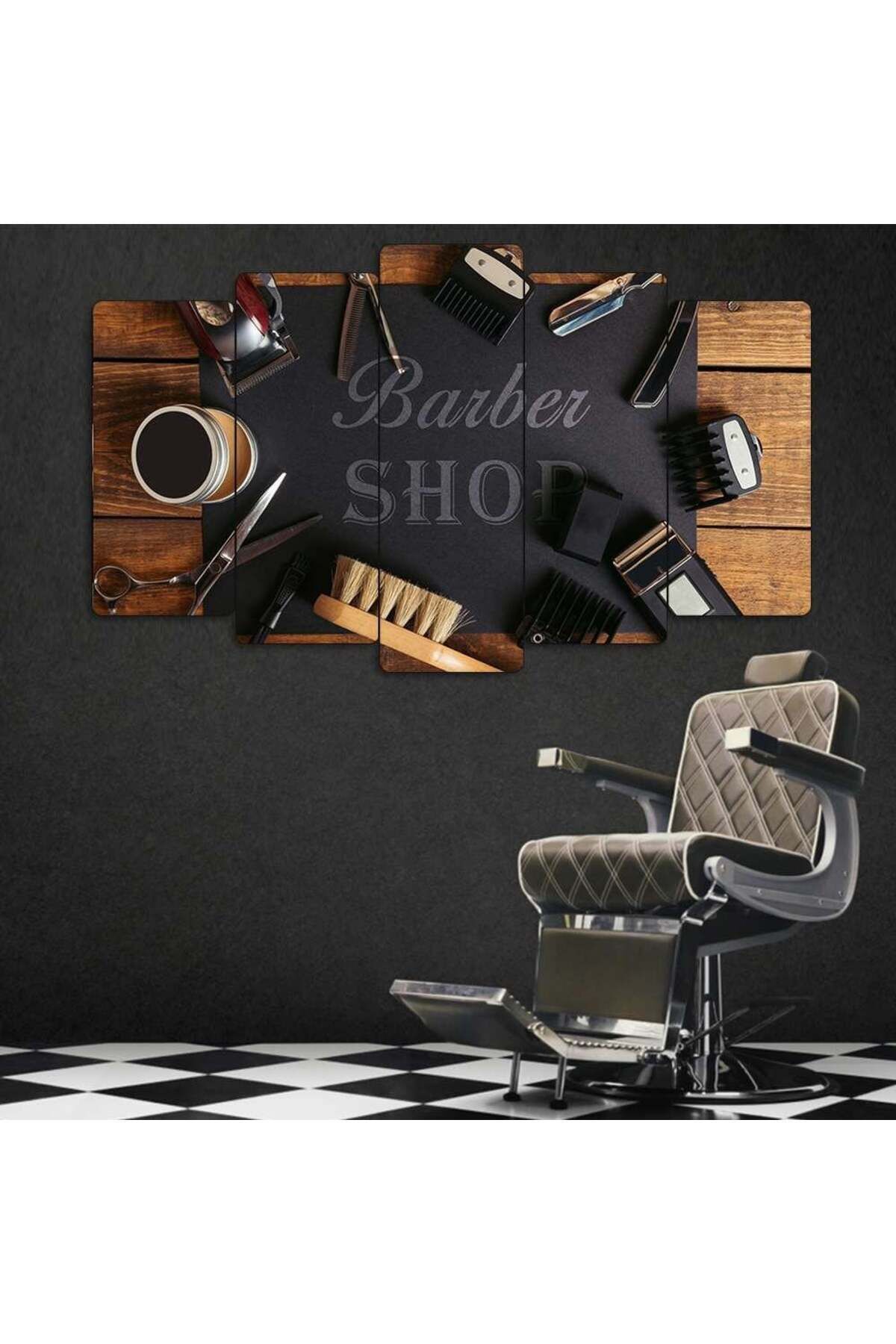 Barber Shop, Tıraş Makinesi, Makas - 5 Parçalı Berber Tablo