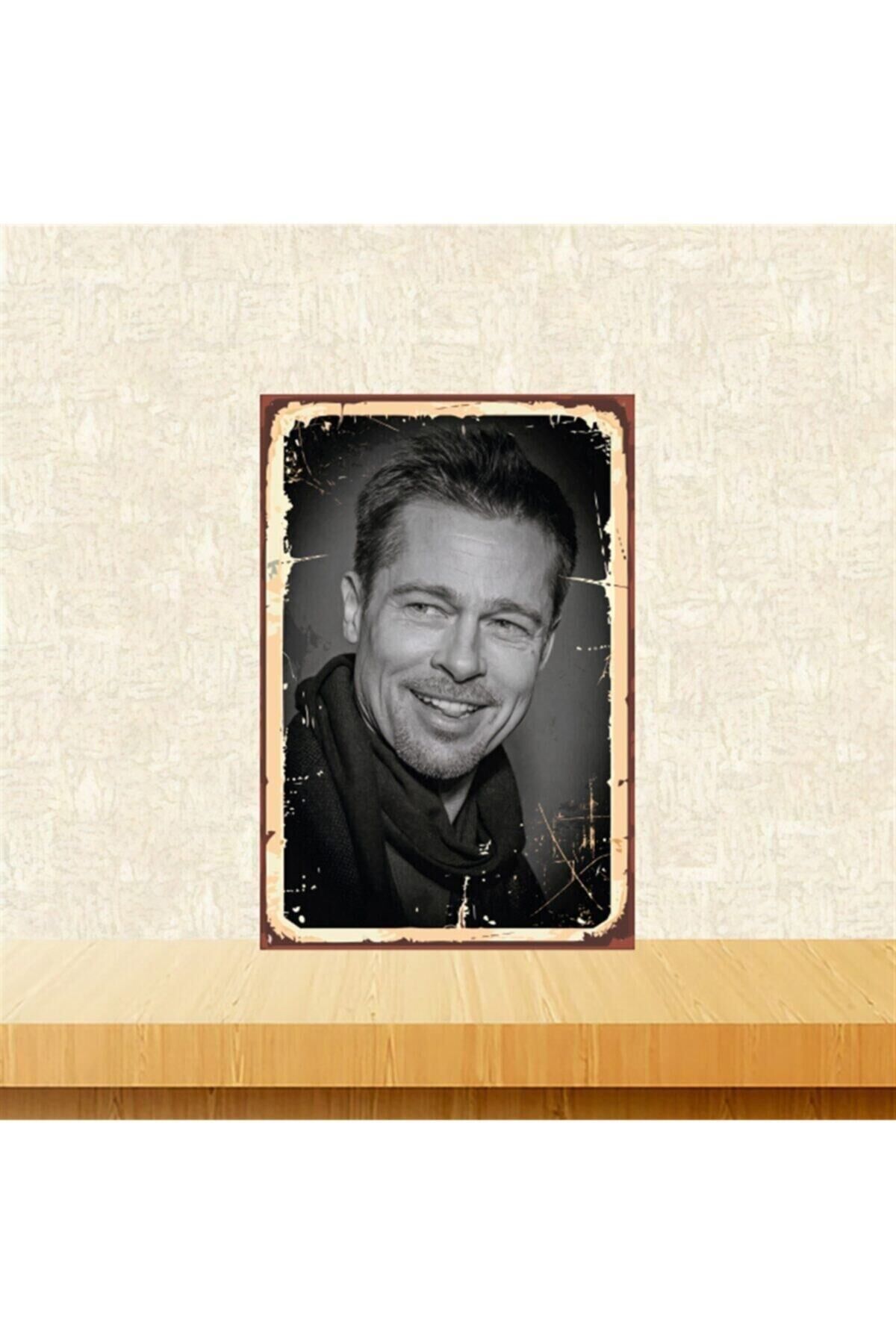 Brad Pitt 20-30 Cm Retro Ahşap Tablo Tkfx4697