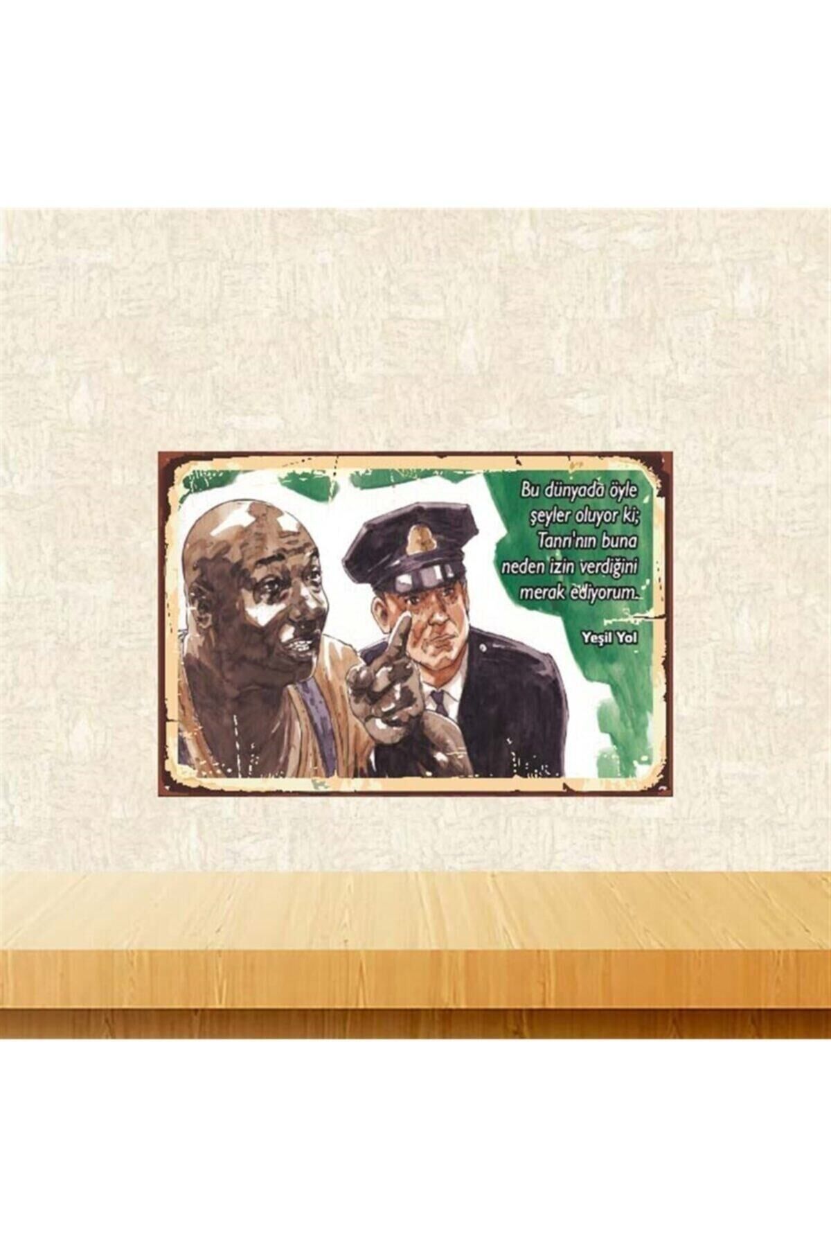 Yeşil Yol 20-30 Cm Retro Ahşap Poster