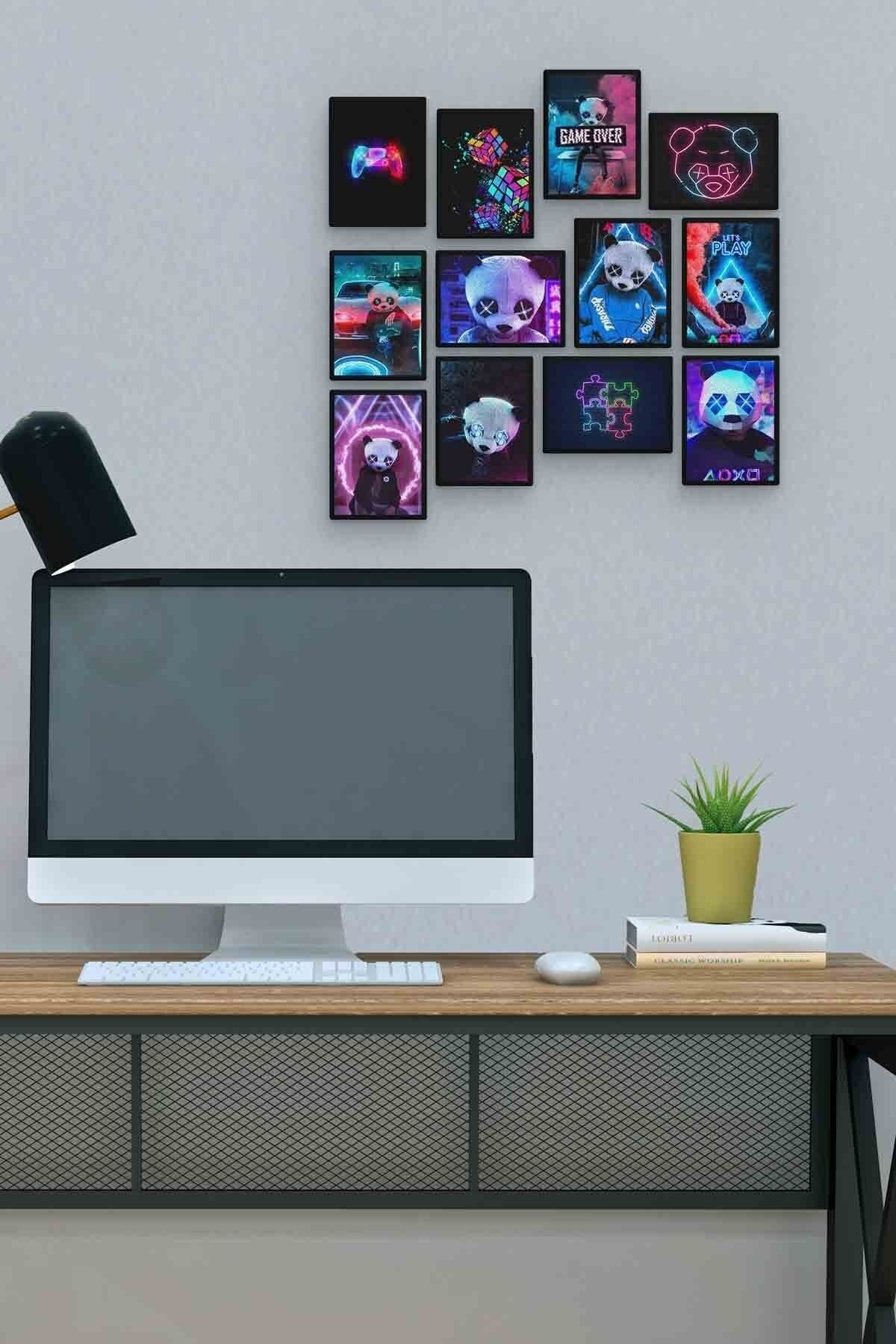 Neon Panda 12 Parça Mdf (ahşap) Tablo Ofis Boyu