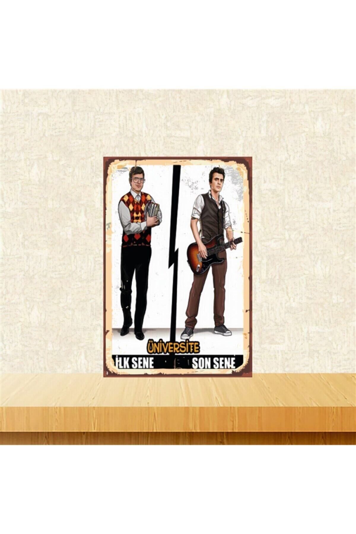 Teoman Üniversite Ilk-son Sene 20-30 Cm Retro Ahşap Tablo Tkfx4737