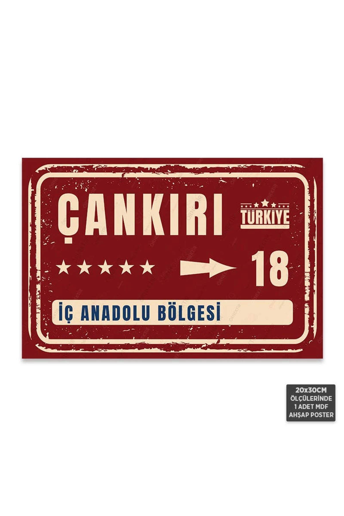 PT1065 - Çankırı Şehir Tabelası Retro Mdf Ahşap Poster (20x30cm)