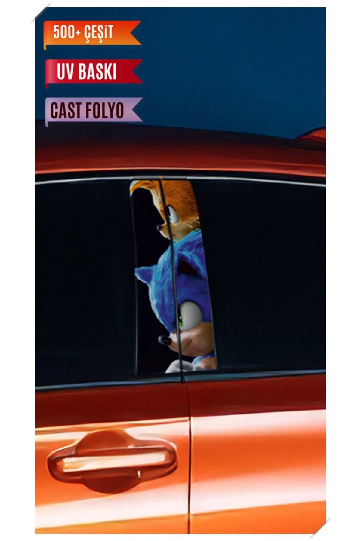 Araç Kapı Direk Kaplama Folyosu Sonic Desenli (Sağ Sol Takım) (2 Adet) - 22x50 Cm