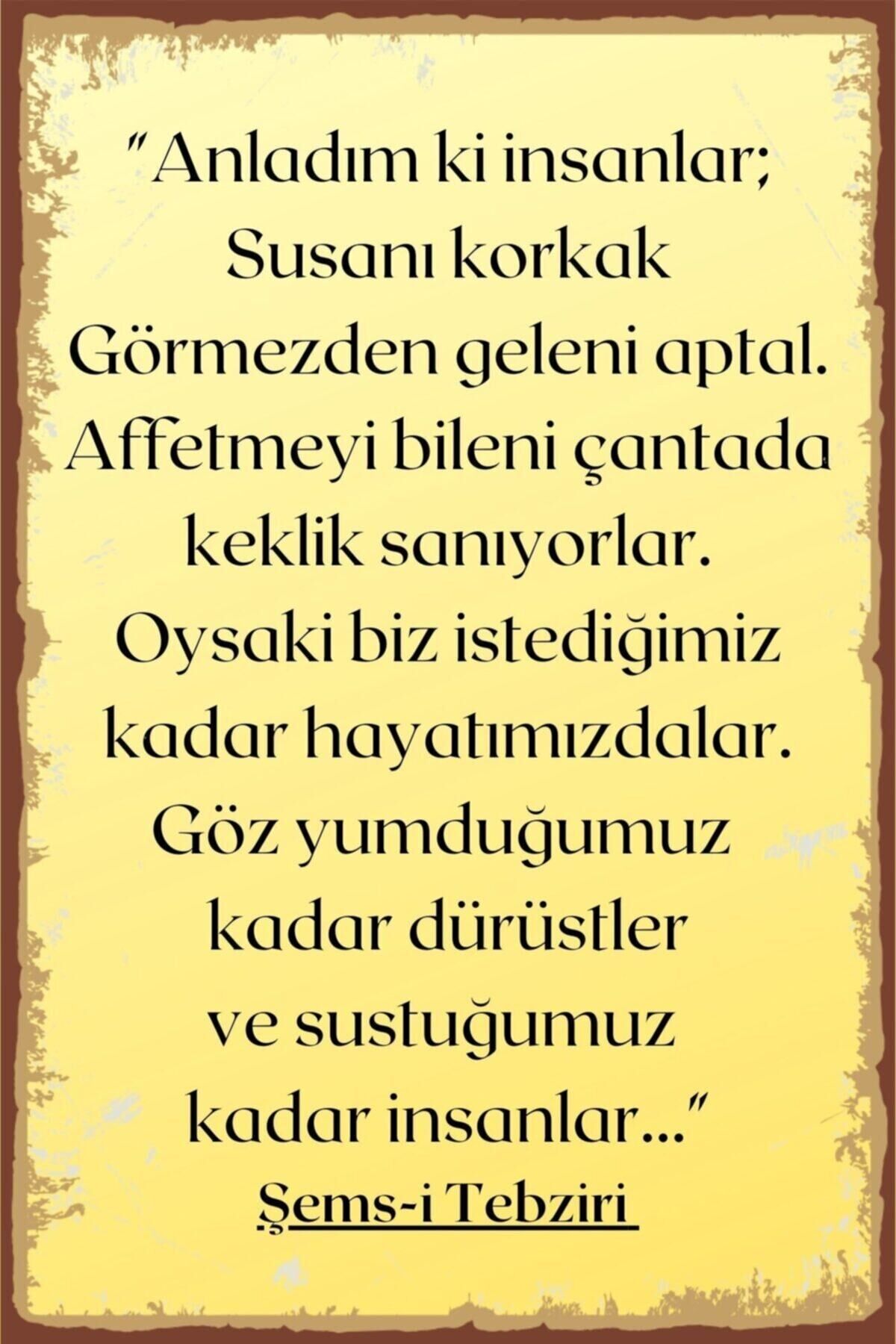 Şems-i Tebziri Sözlü Retro Ahşap Poster