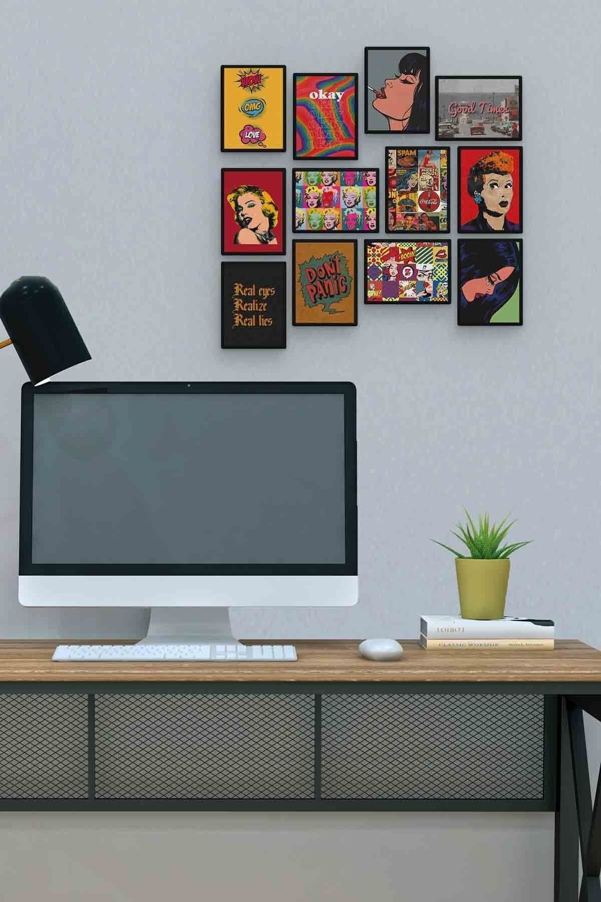 Pop Art 12 Parça Mdf (ahşap) Tablo Ofis Boyu