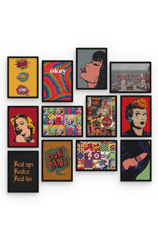 Pop Art 12 Parça Mdf (ahşap) Tablo Ofis Boyu