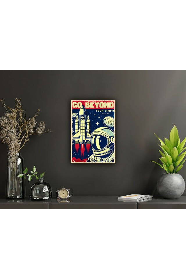 Retro Ahşap Poster Tablo Duvar Yazısı Apollo (20x30)