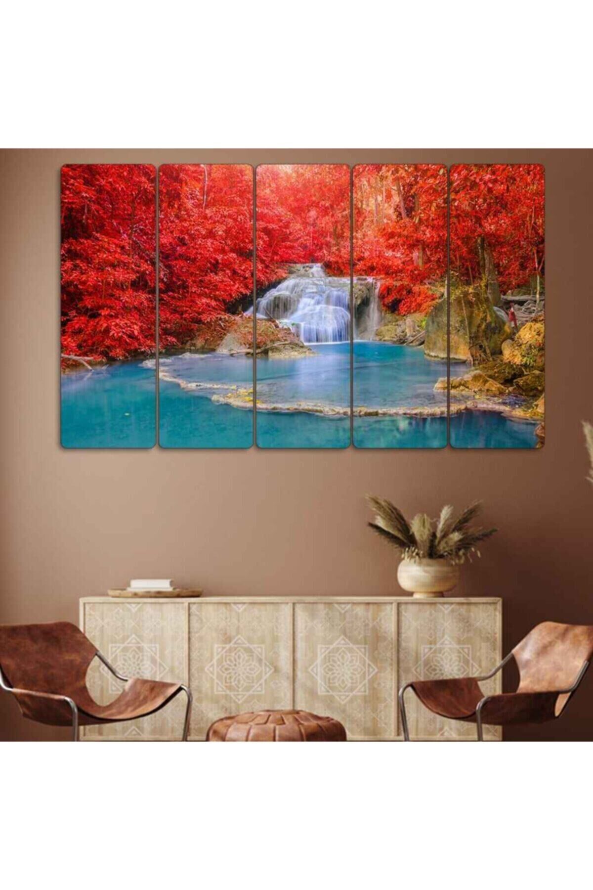 Manzara, Şelale - 5 Parçalı Tablo