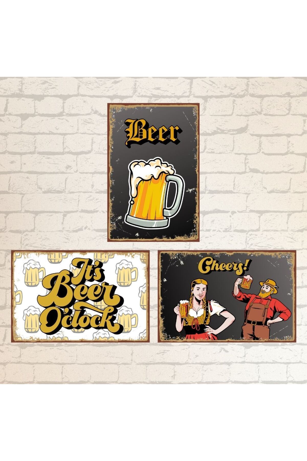 Beer Temalı Ahşap Tablo Seti 3 lü