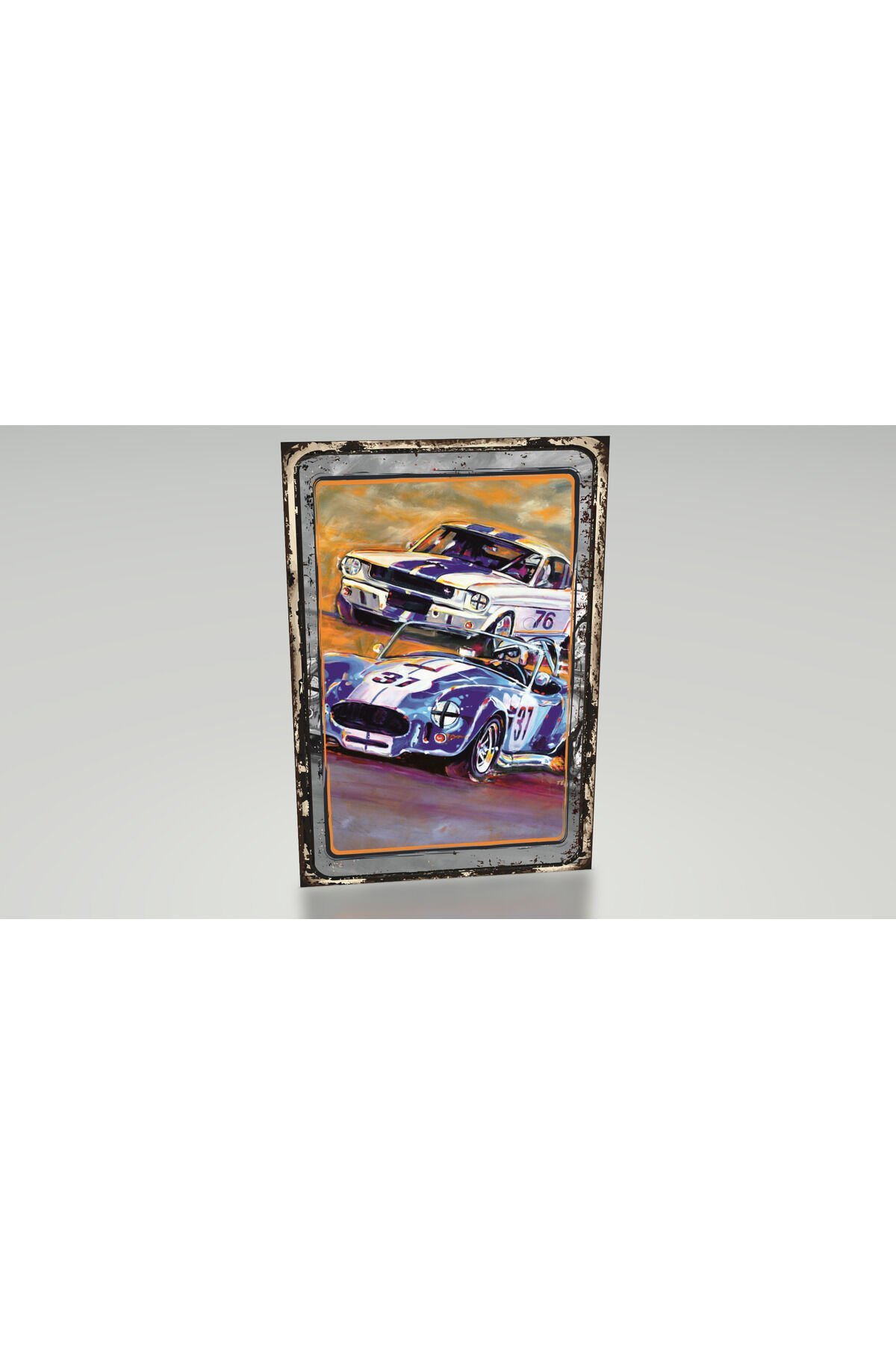 Two Shelby's klasik arabalar araba yarışı retro vintage ahşap poster