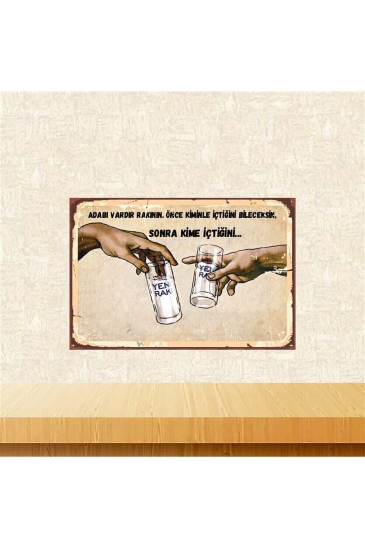Adabı Vardır 20-30 Cm Retro Ahşap Poster Tkfx4324