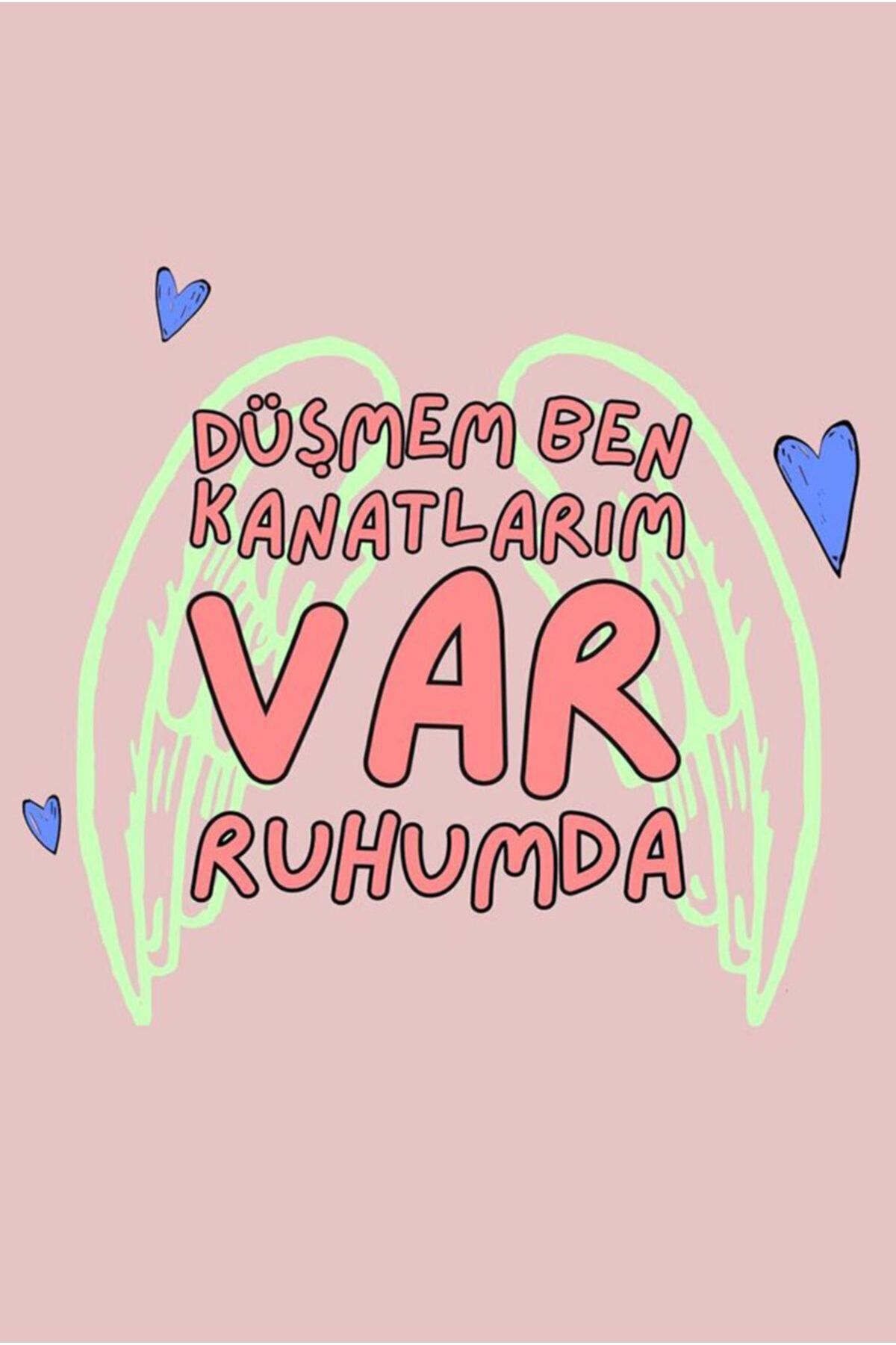 Düşmem Ben Kanatlarım Var Ruhumda Yazılı Retro Ahşap Poster