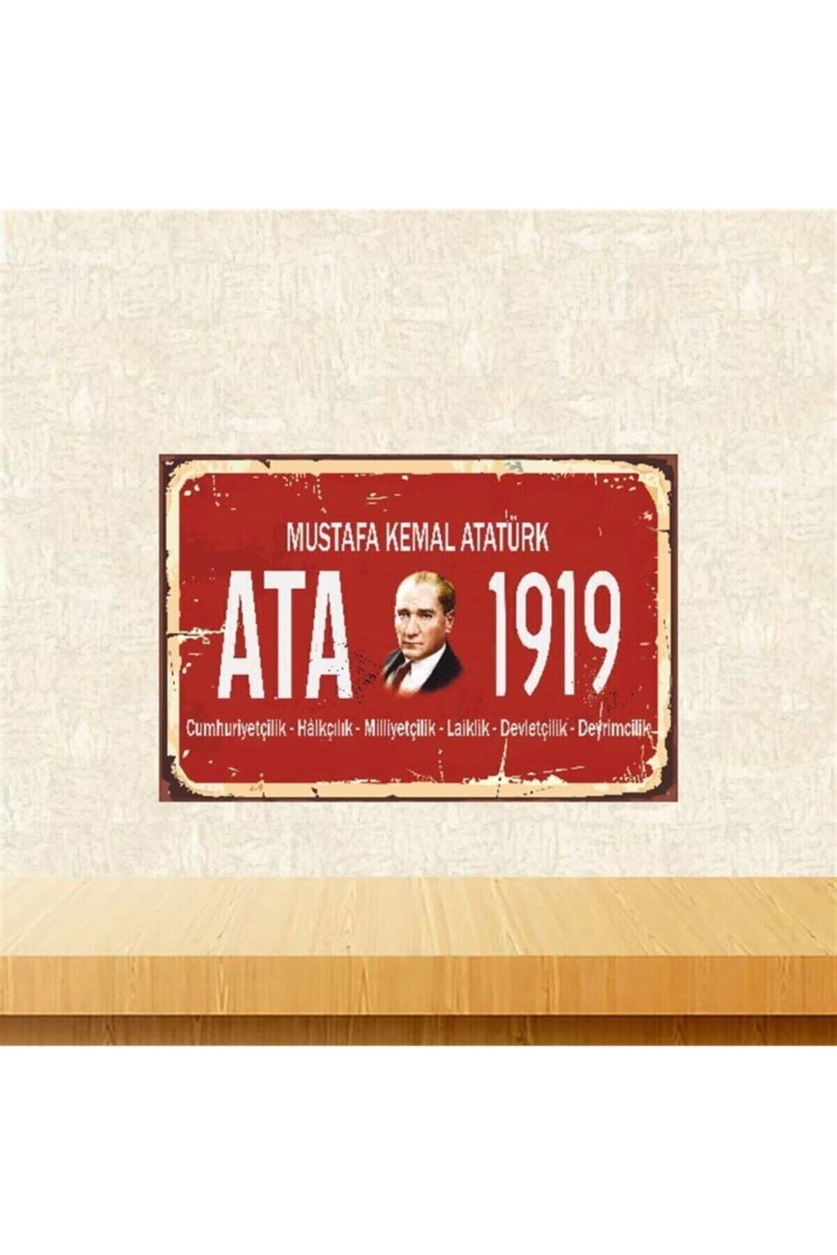 Ata 1919 20-30 Cm Retro Ahşap Poster