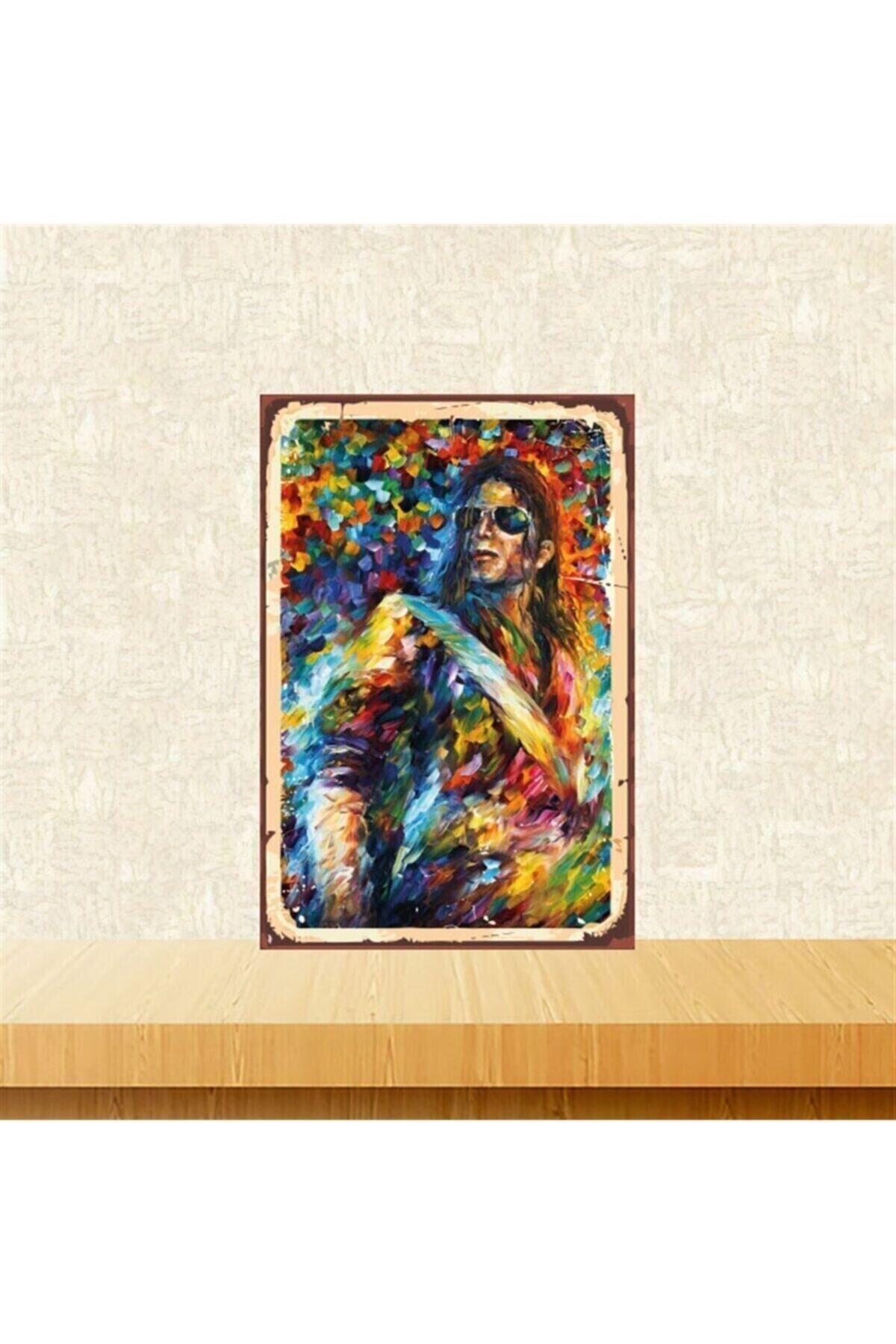 Micheal Jackson Yağlı Boya 20-30 Cm Retro Ahşap Tablo Tkfx5247