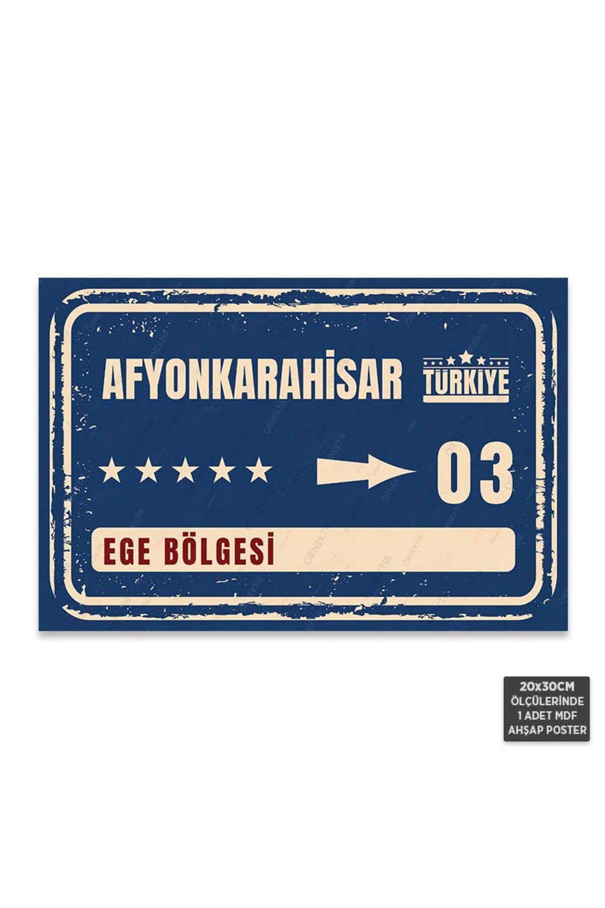 PT1036 - Afyonkarahisar Şehir Tabelası Retro Mdf Ahşap Poster (20x30cm)