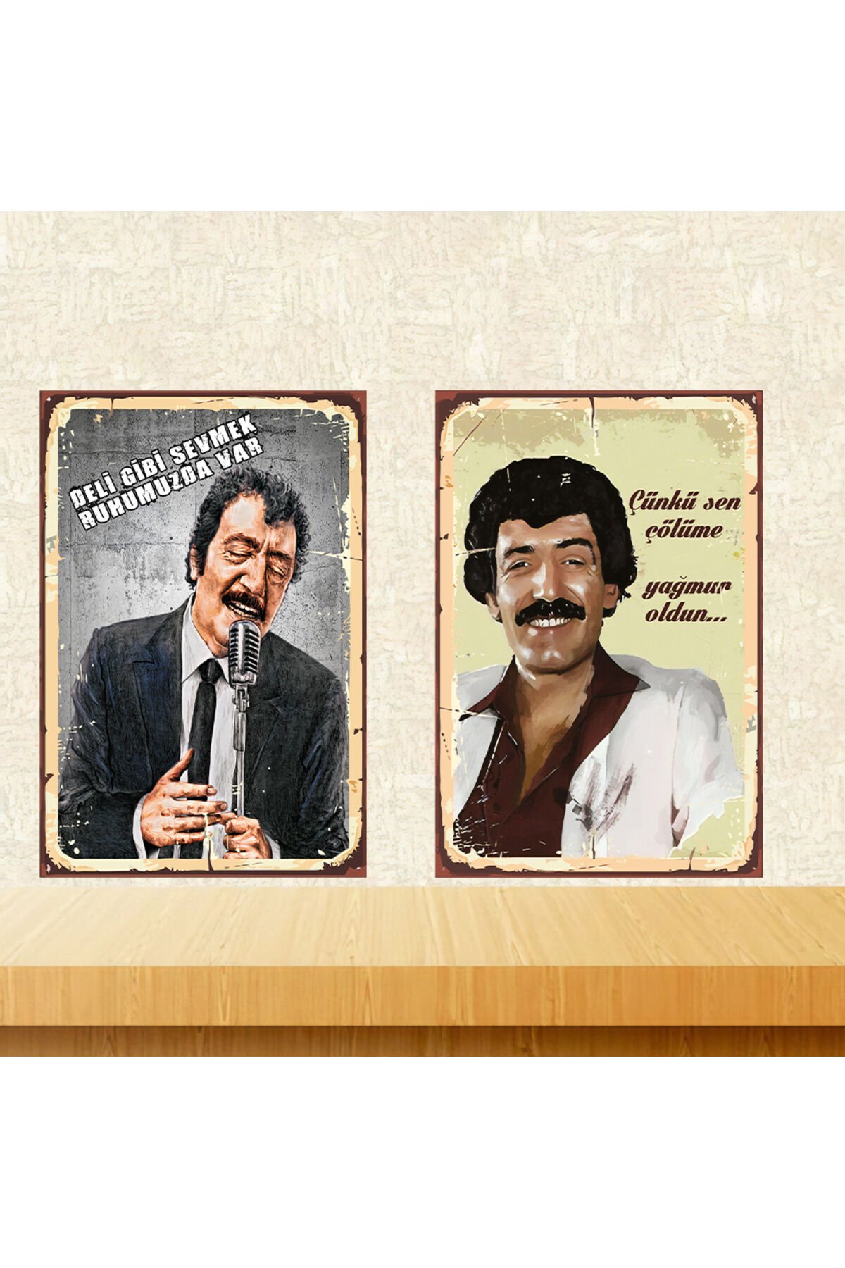 Müslüm Gürses Temalı 2 Adet 20x30 CM MDF Ahşap Tablo Seti 0259