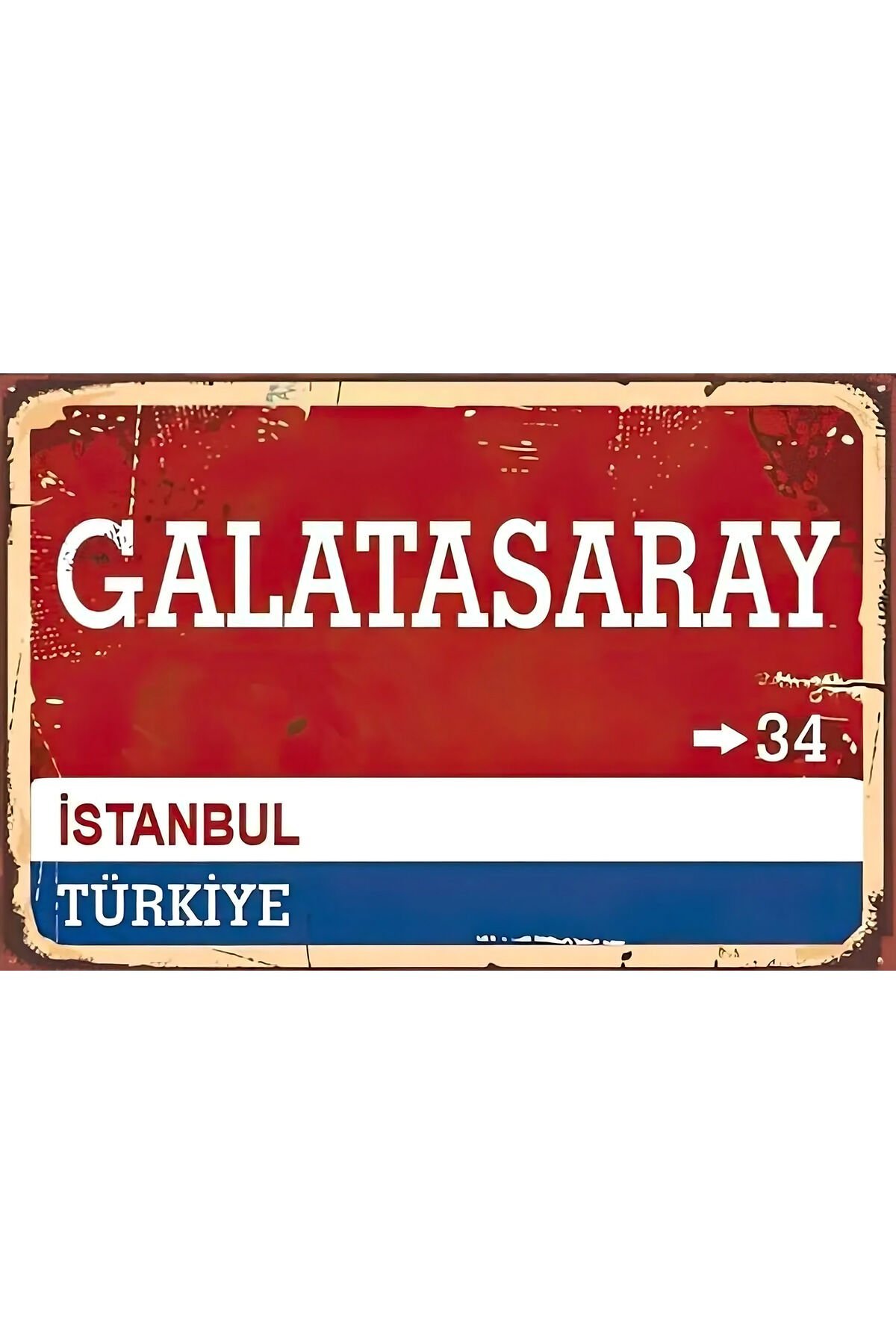 Galata saray İstanbul Sokak Tabelası Görünümlü Retro Ahşap Poster